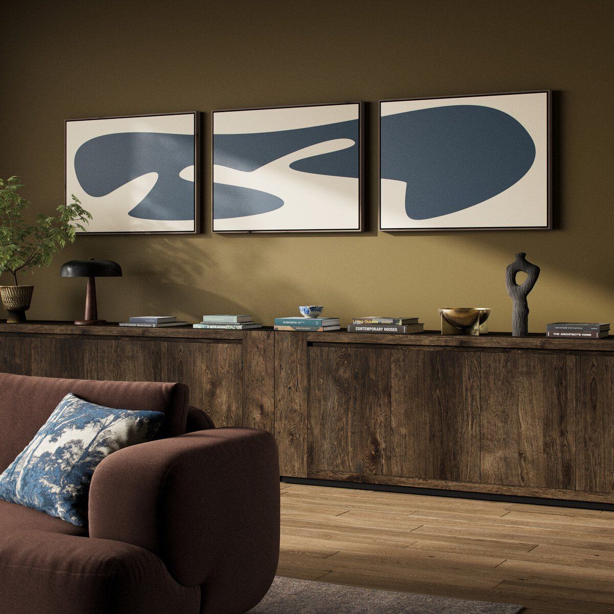 Organic Curves 3 Triptych By Fh Art Studio