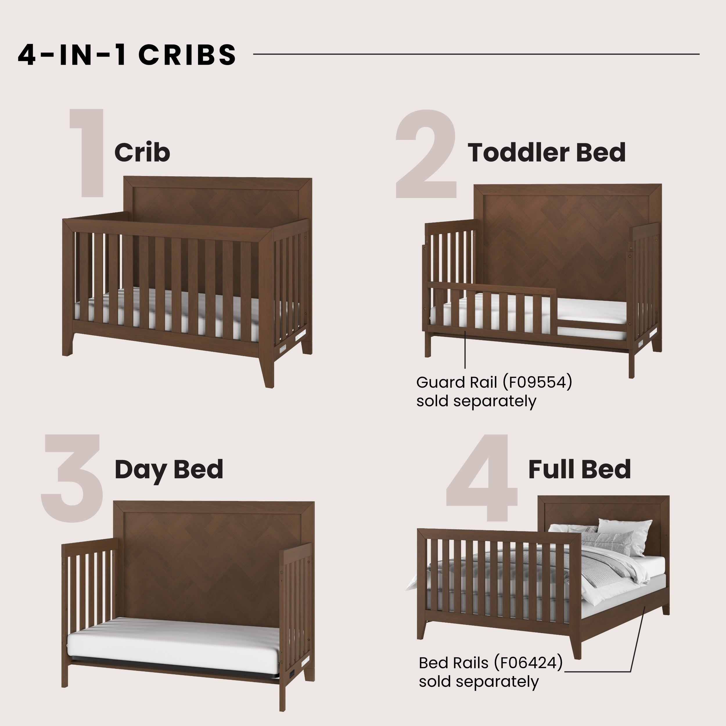 Kieran 4-in-1 Convertible Crib, Toasted Chestnut