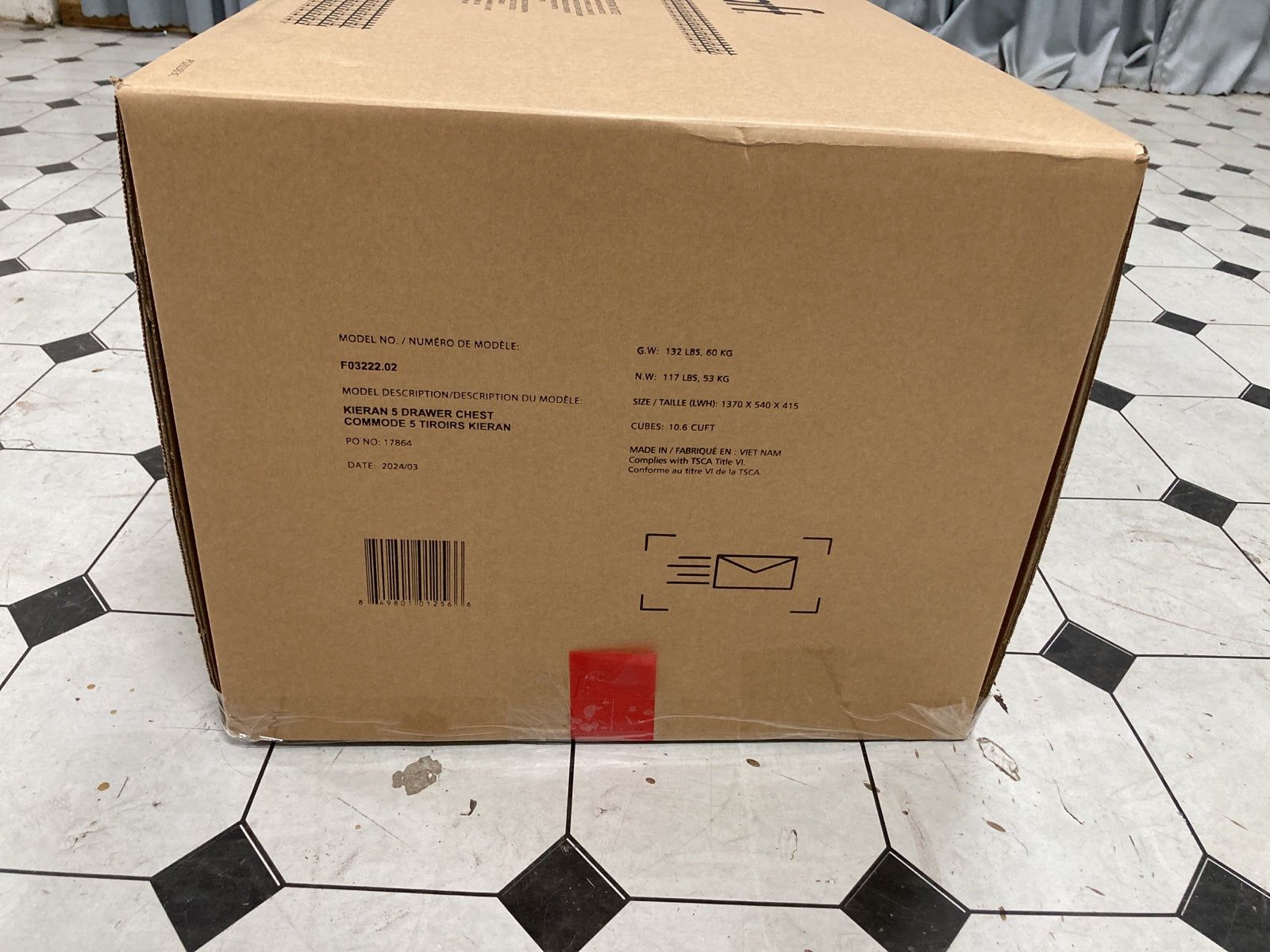 Kieran 5-Drawer Chest, Toasted Chestnut