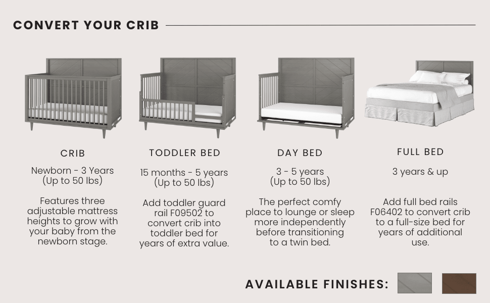Surrey Hill 4-in-1 Convertible Crib, Lunar Gray