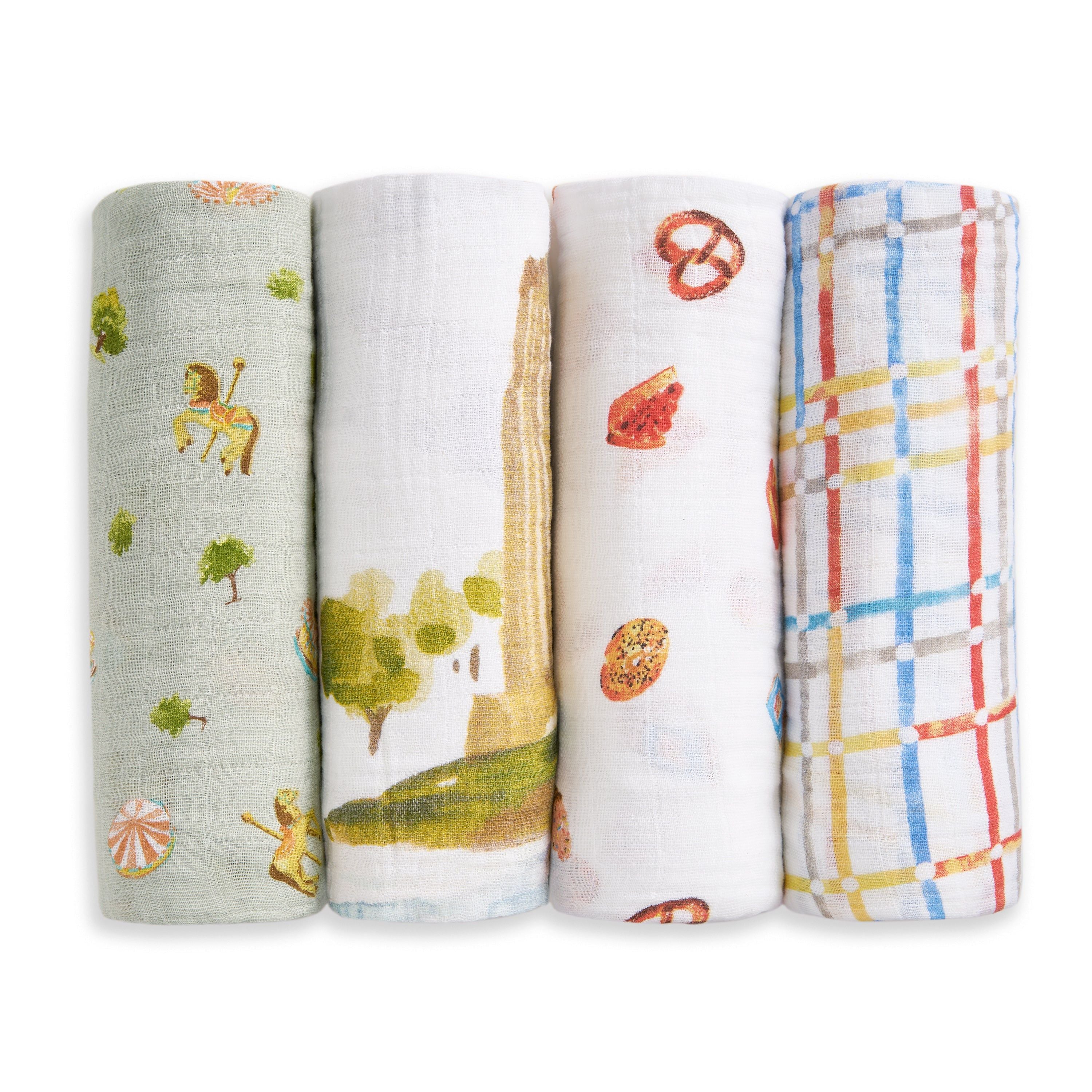 Organic Cotton Muslin Swaddle Blanket 4 Pack