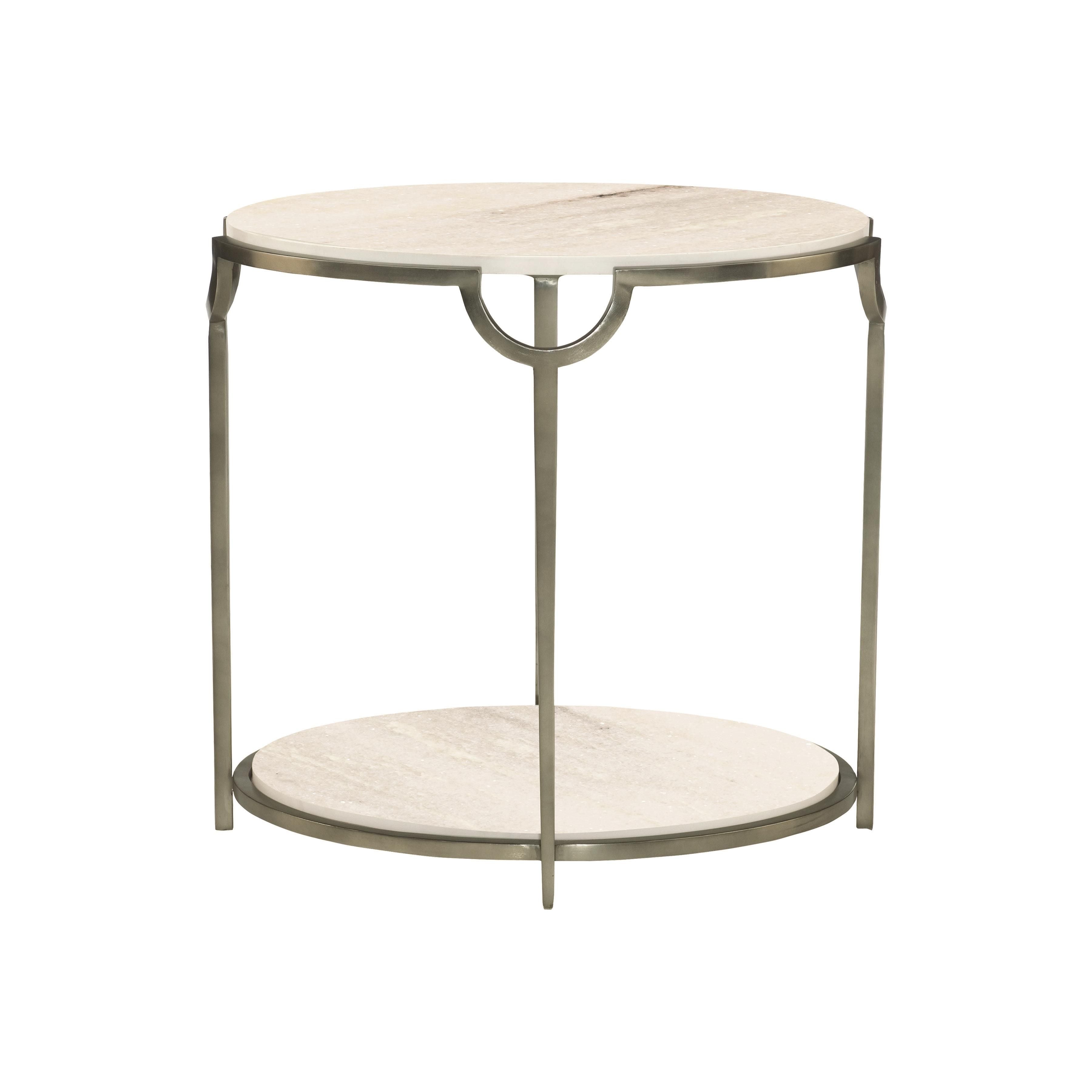 Bernhardt Morello Side Table with Faux Carrara Marble and Steel Frame