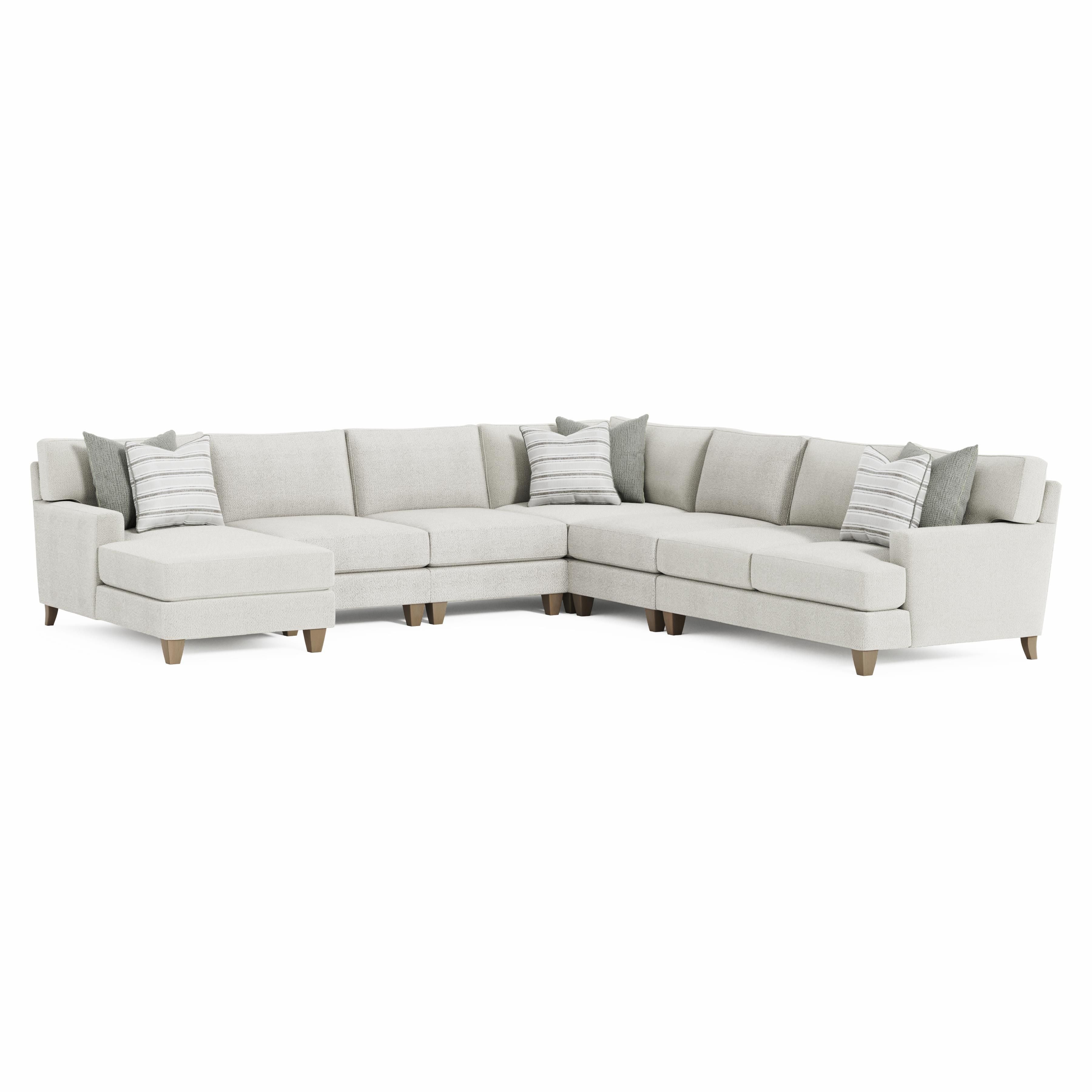 Bernhardt Mila Fabric Sectional Sofa with Chaise and Throw Pillows