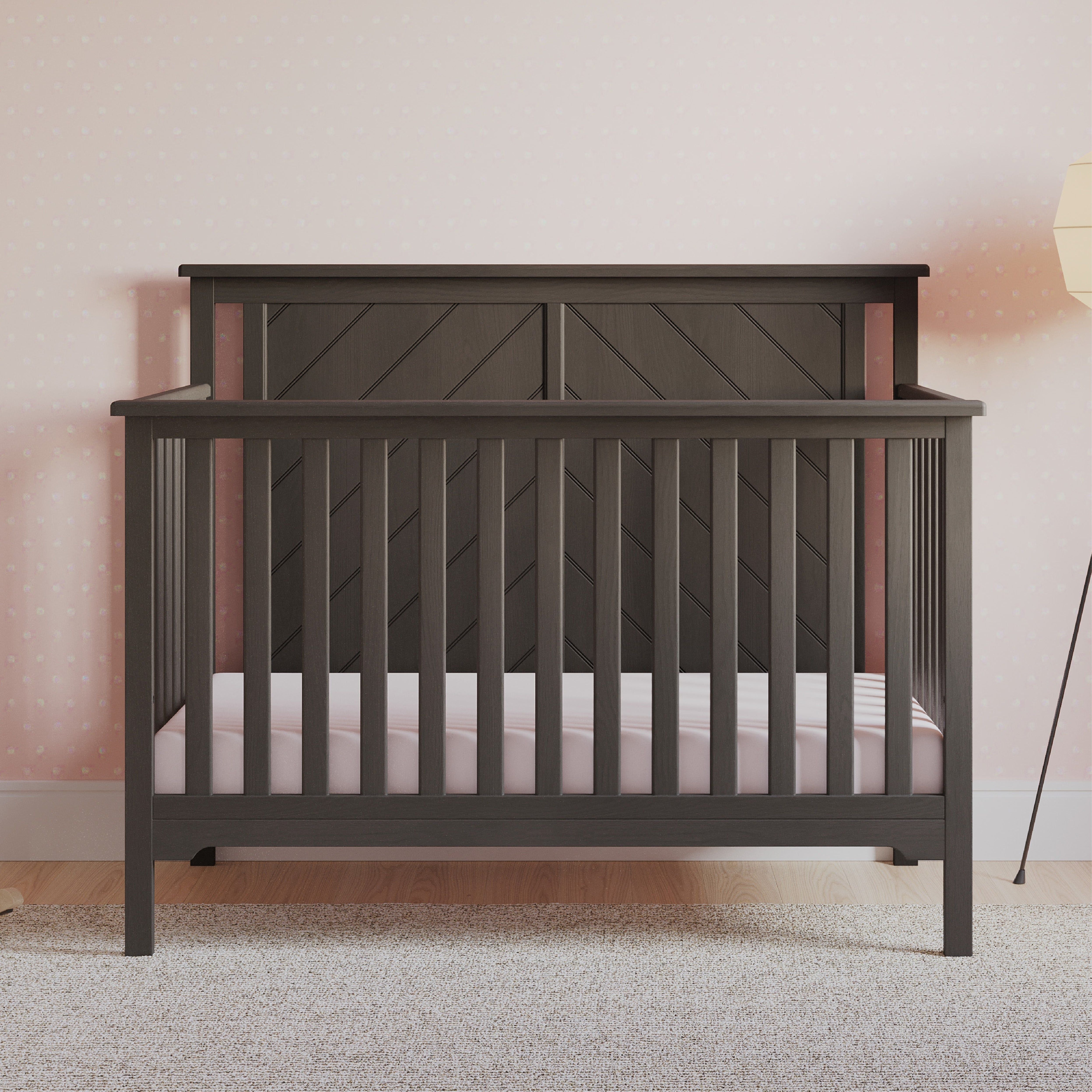 Hampton Flat Top 4-in-1 Convertible Crib, Dapper Gray