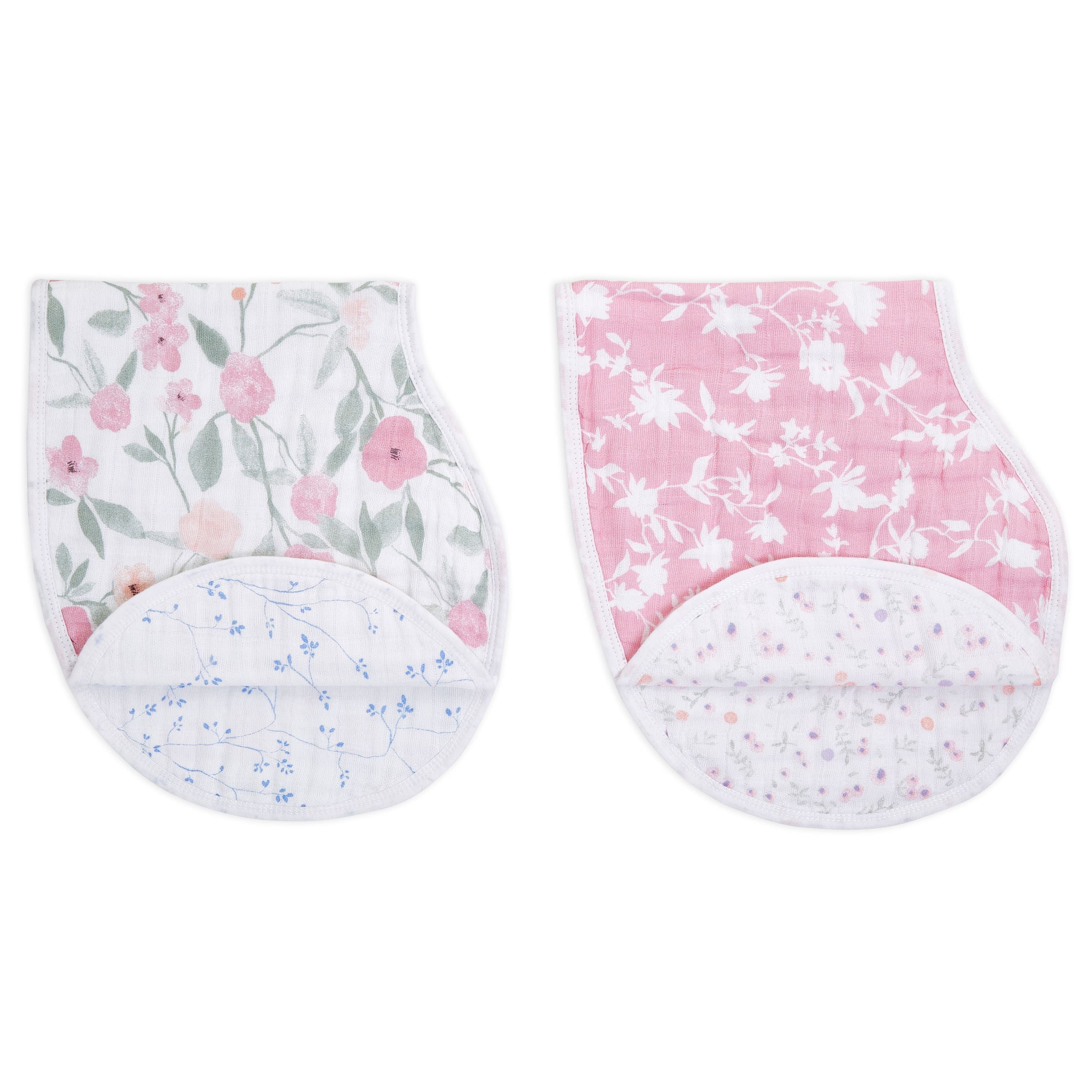 Boutique 100% Cotton Muslin Burpy Bibs 2 Pack