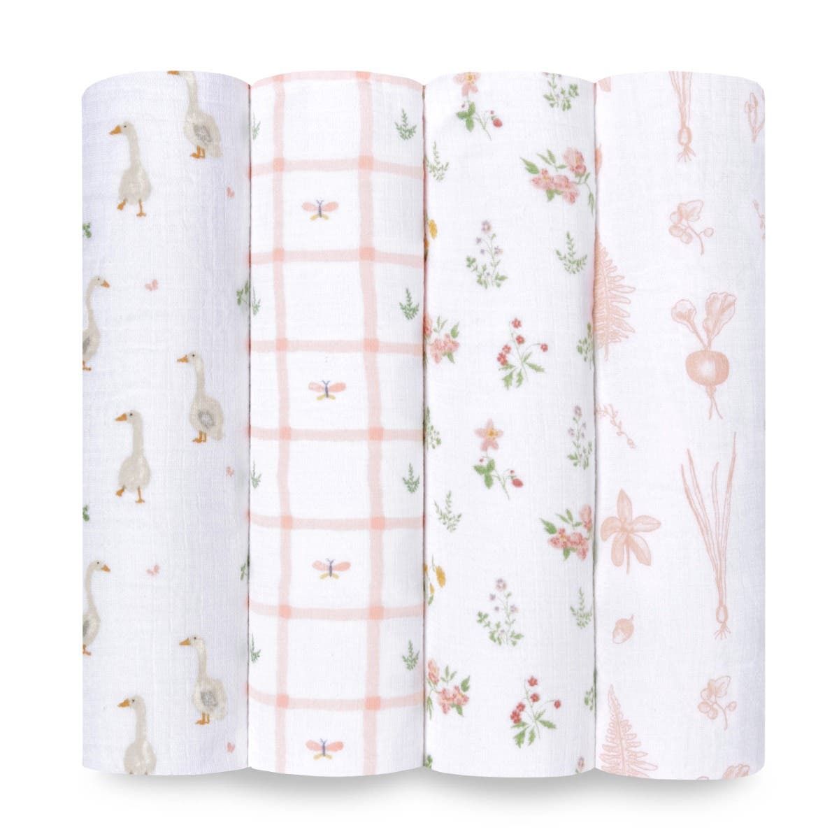 Essentials Cotton Muslin Swaddle Blanket 4 Pack