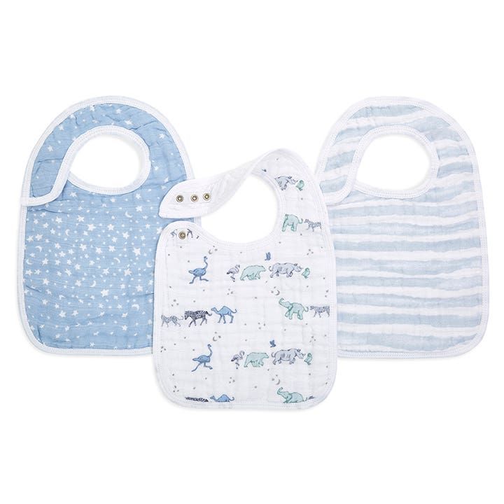 Boutique 100% Cotton Muslin Snap Bibs 3 Pack