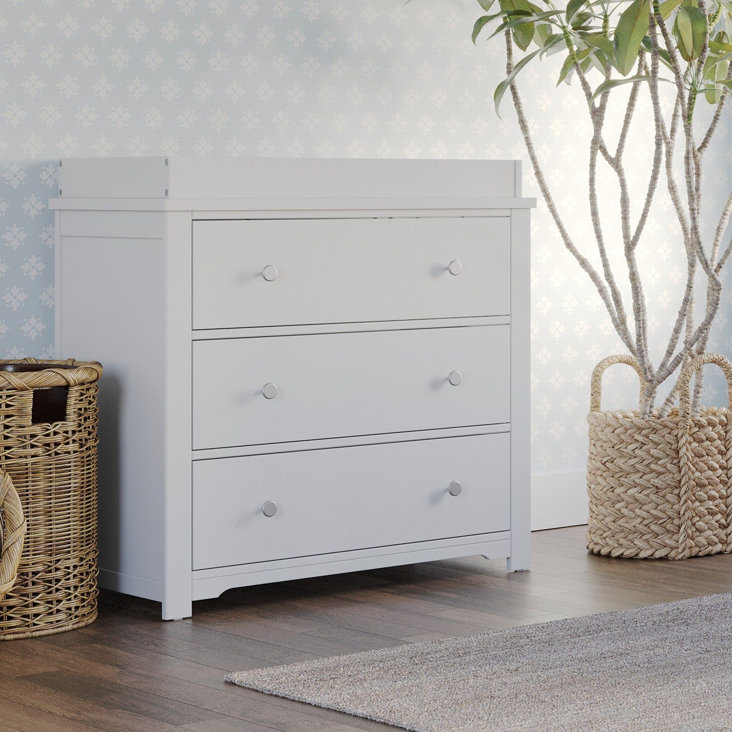 Harmony 3-Drawer Dresser With Changing Table Topper Matte White