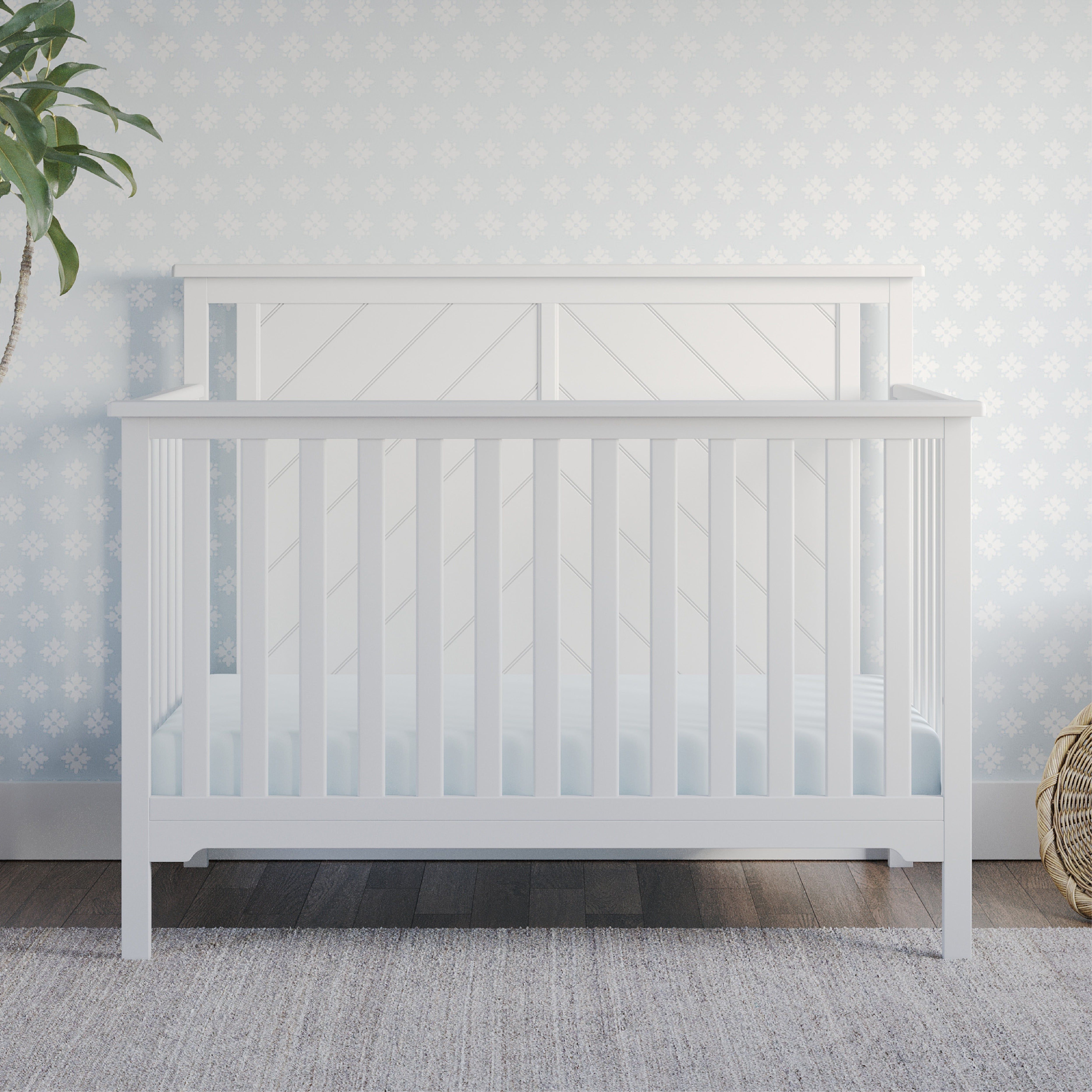 Hampton Flat Top 4-in-1 Convertible Crib, Matte White