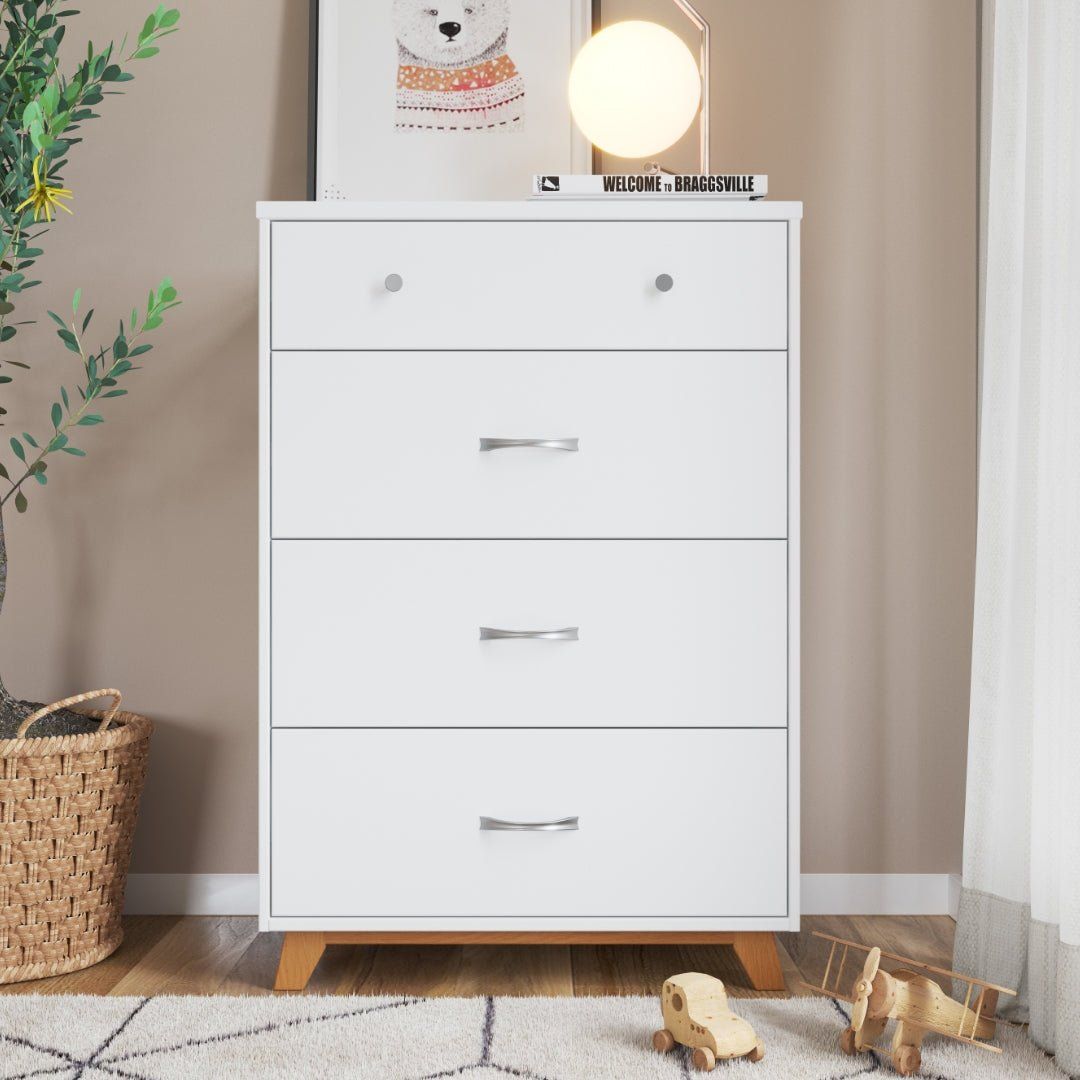 Soho 4 Drawer Chest, White/Natural