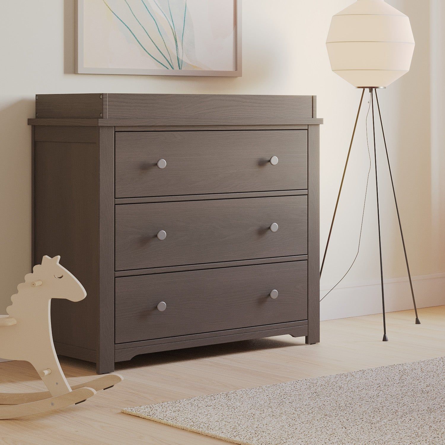 Harmony 3-Drawer Dresser With Changing Table Topper, Dapper Gray