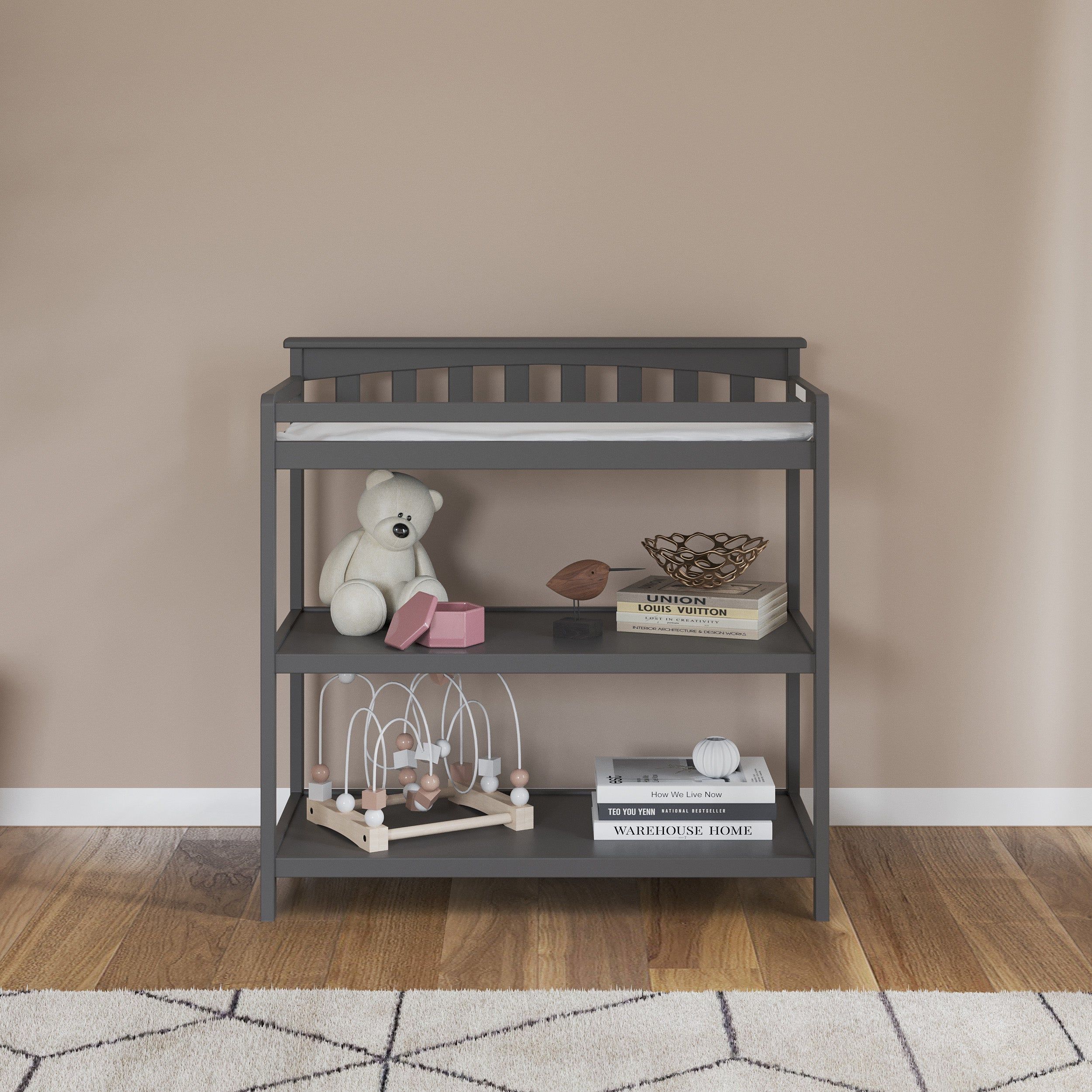 Flat Top Baby Changing Table, Cool Gray
