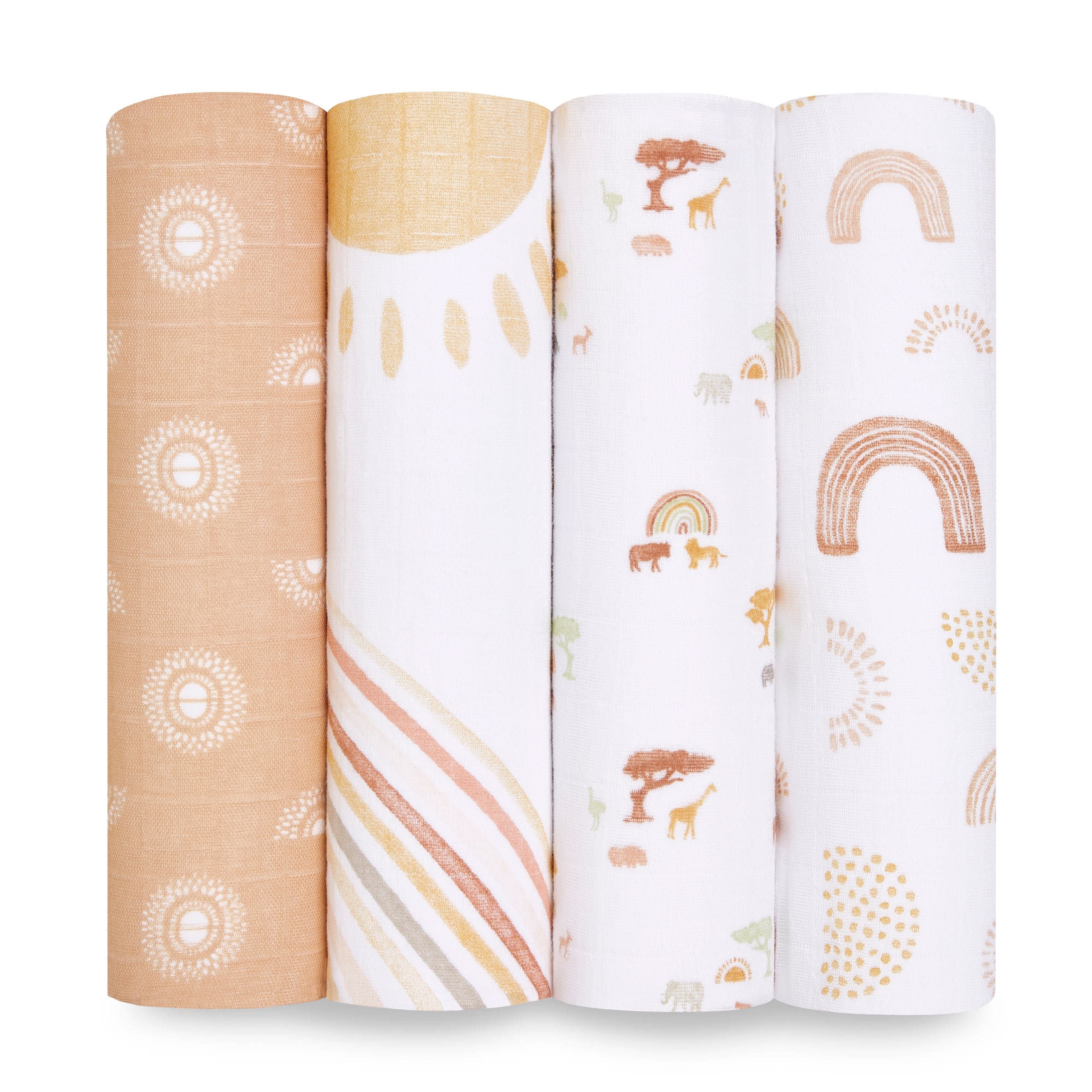 Boutique 100% Cotton Muslin Swaddle Blanket 4 Pack