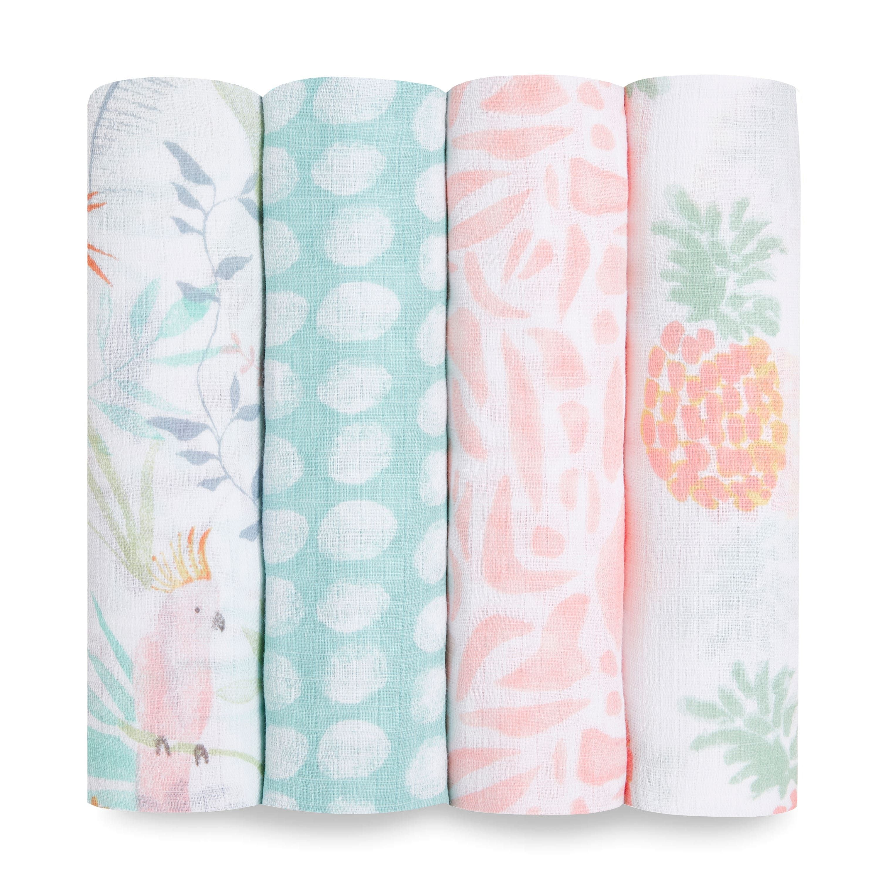 Essentials Cotton Muslin Swaddle Blanket 4 Pack