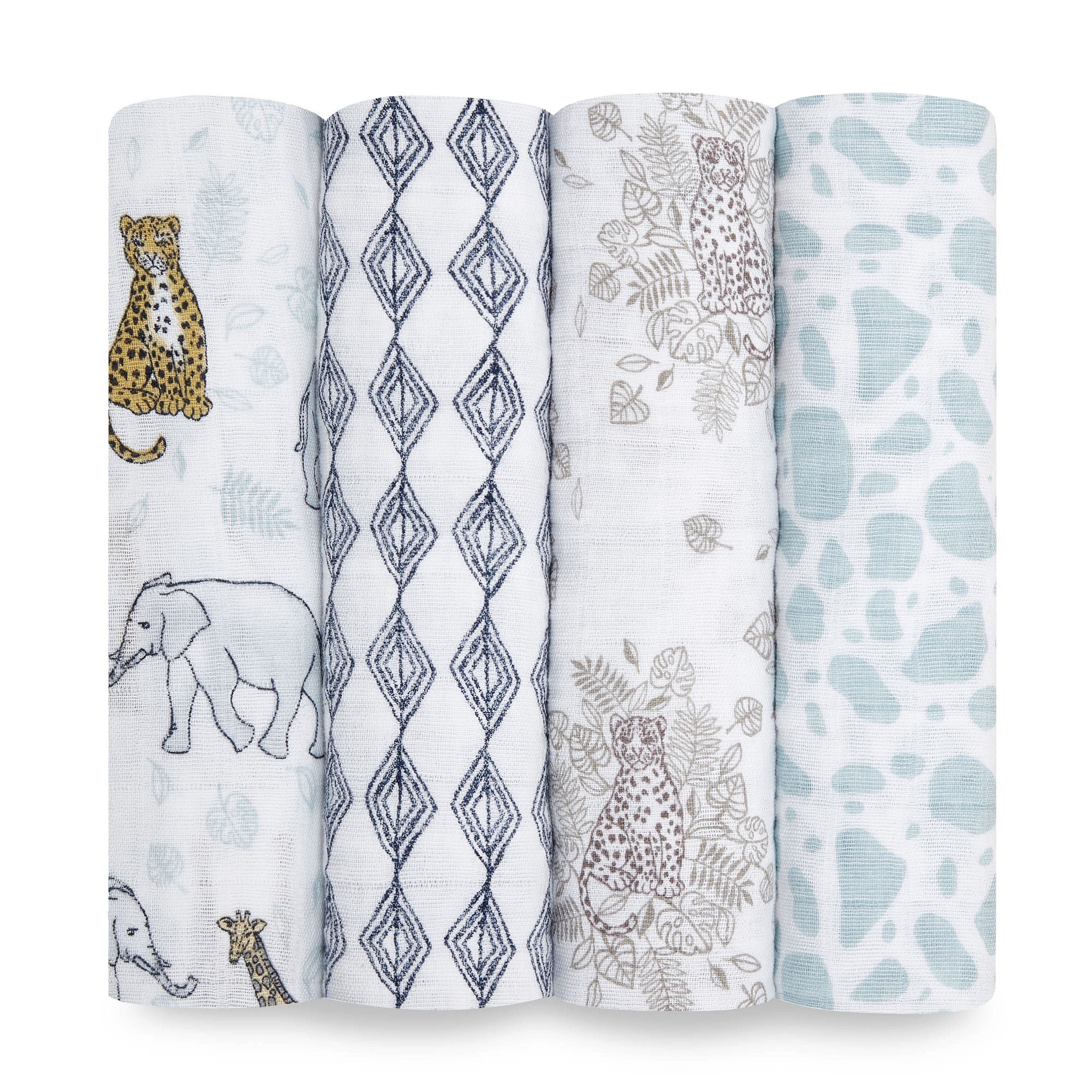 Boutique 100% Cotton Muslin Swaddle Blanket 4 Pack