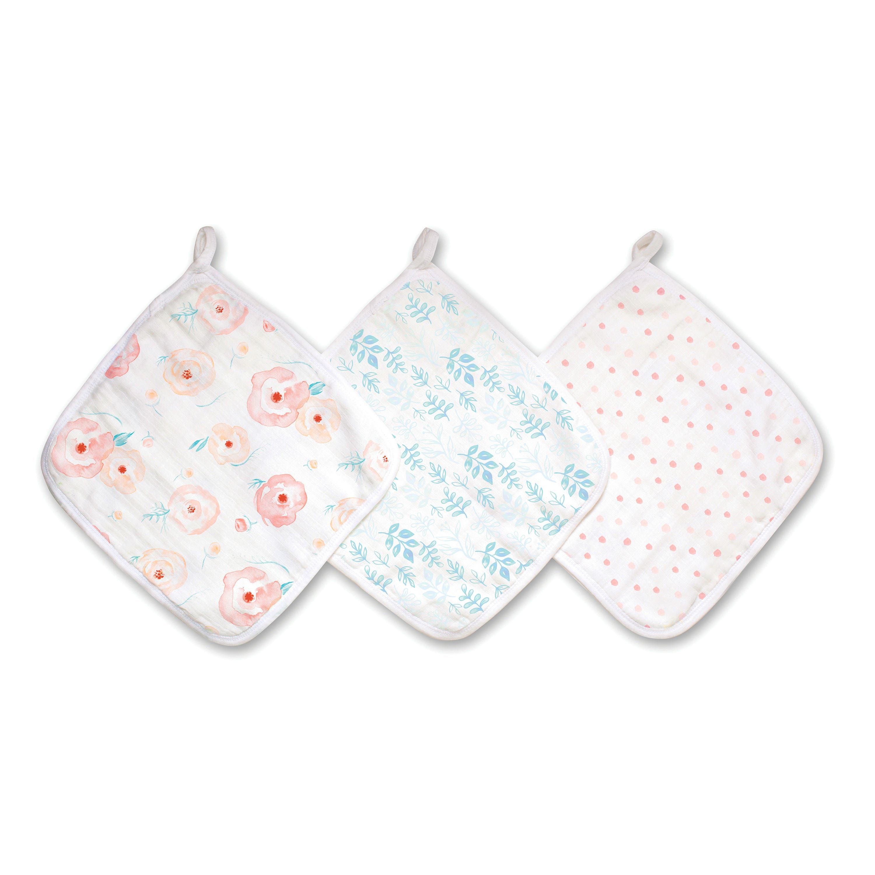 Essential Cotton Muslin Washcloths 3 Pack