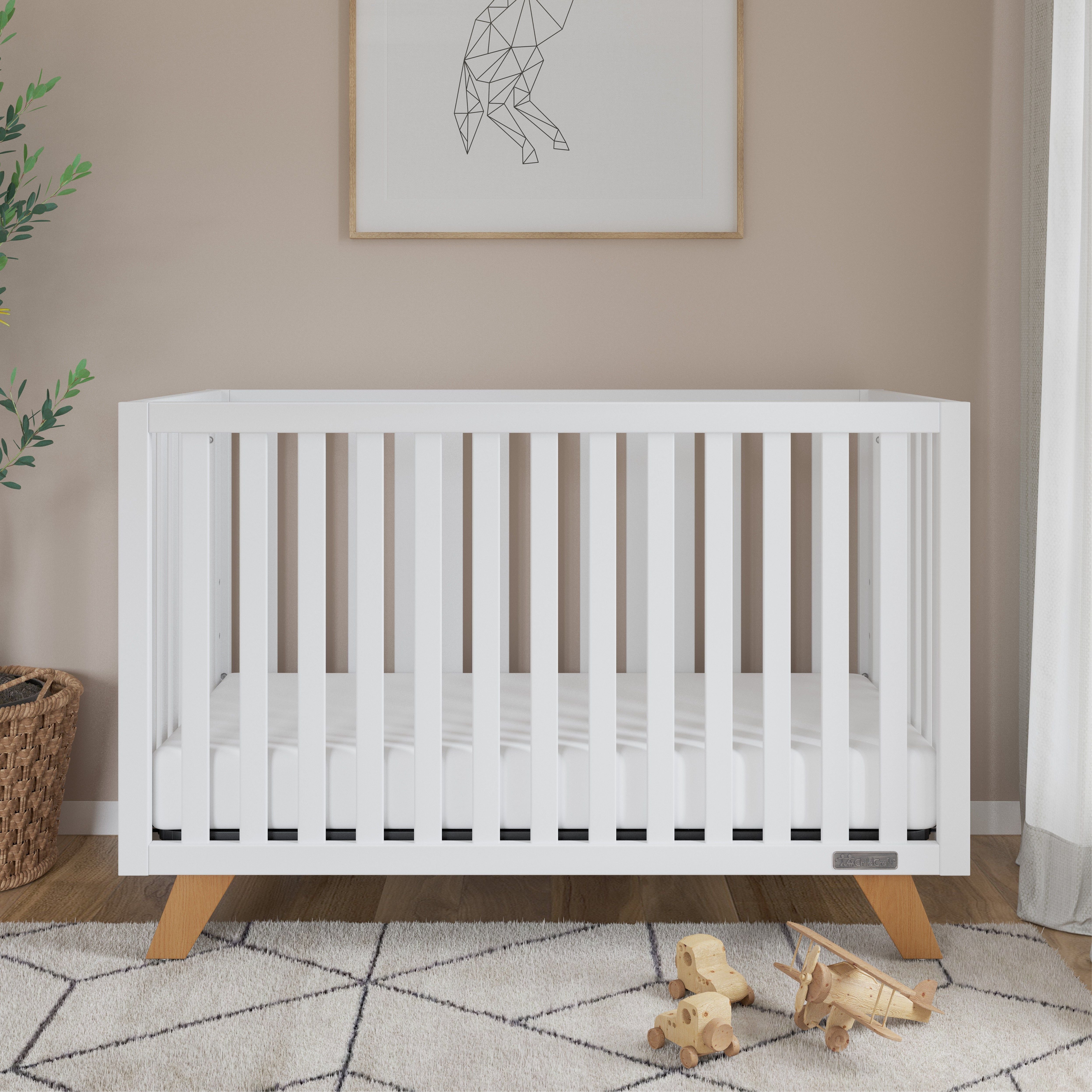 Soho 4-in-1 Convertible Crib, White/Natural