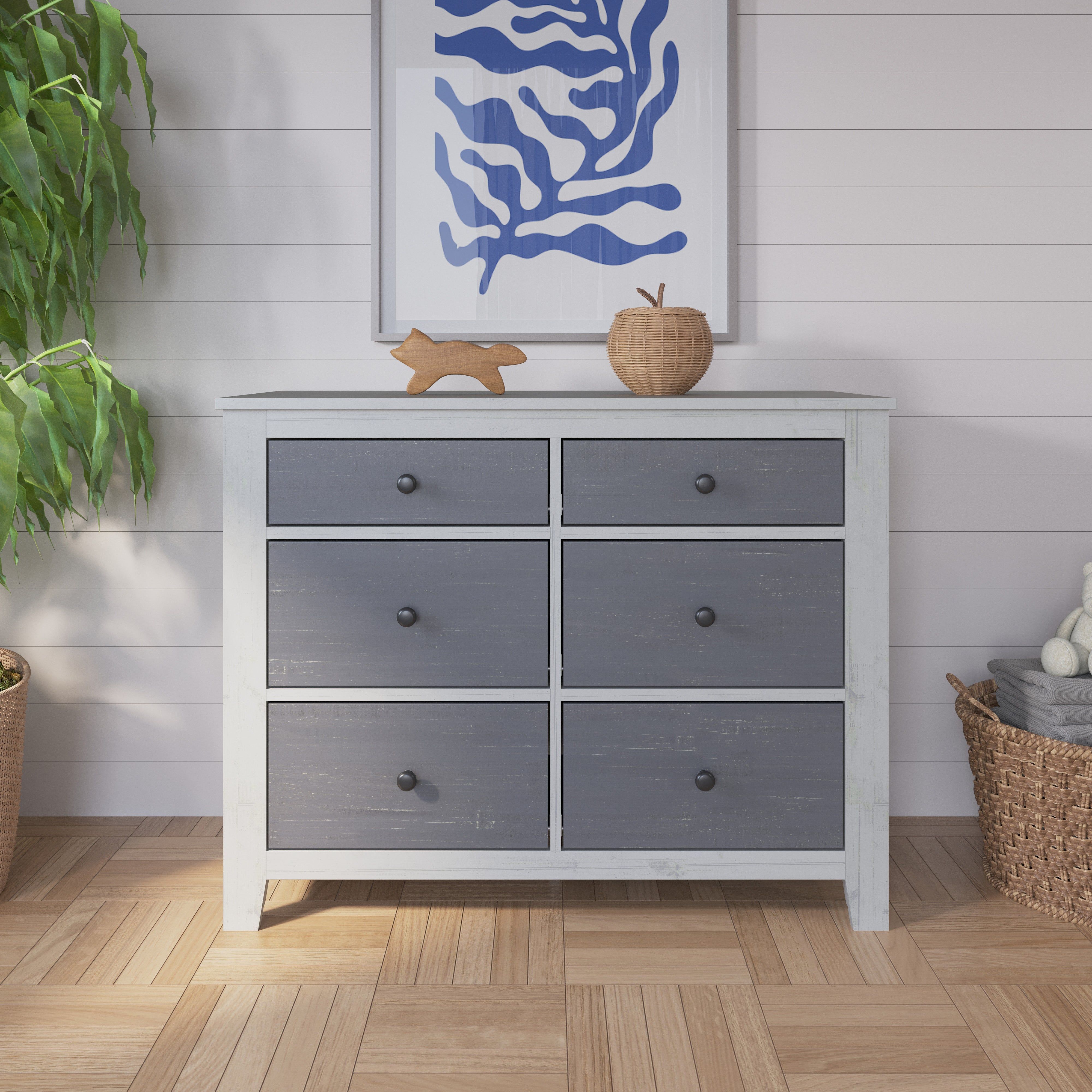 Ocean Grove Double Dresser, White/Gray