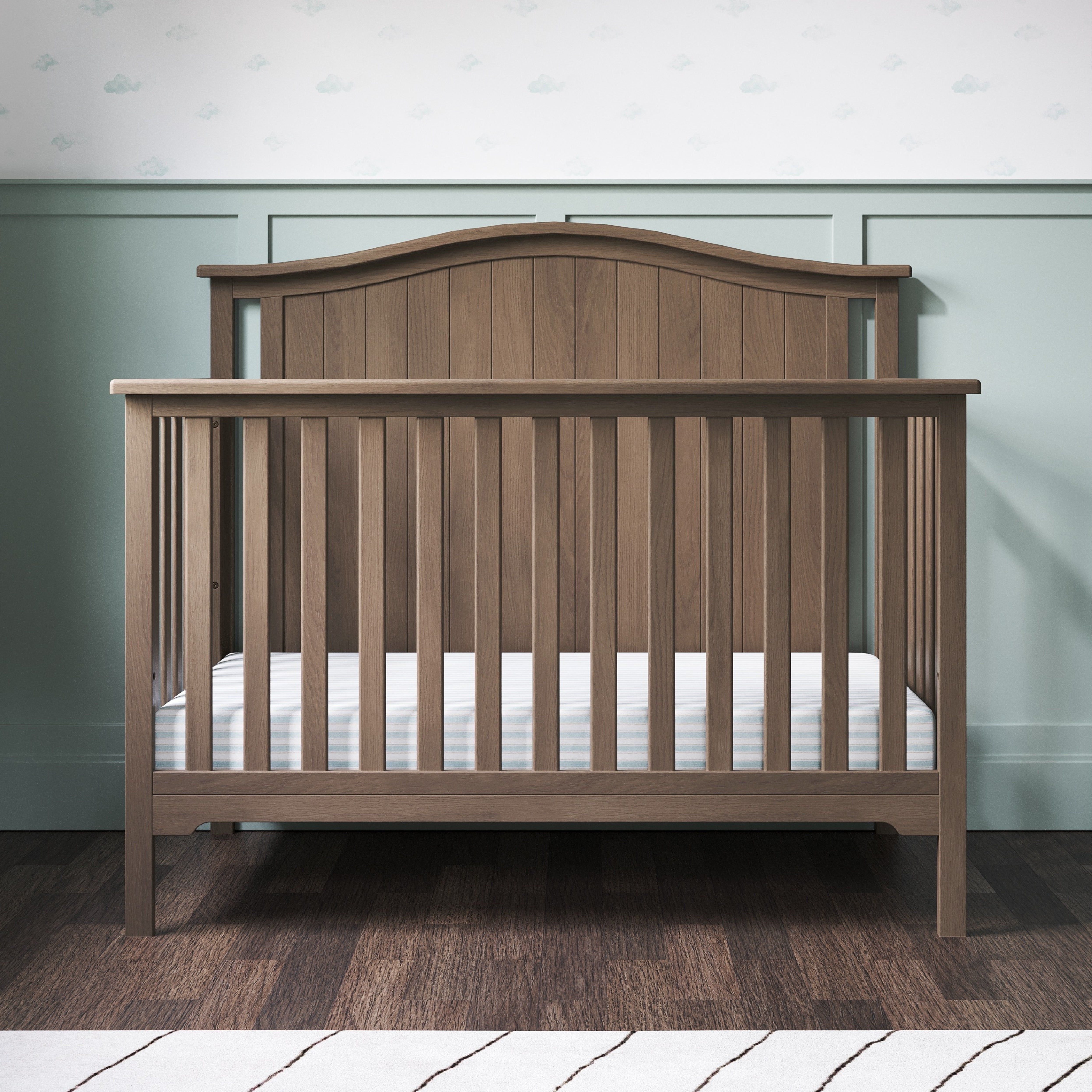 Hampton Arch Top 4-in-1 Convertible Crib in Dusty Heather