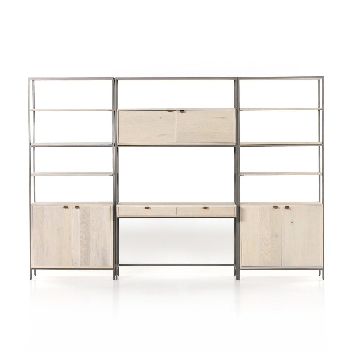 Trey Modular Wall Desk With 2 Bookcases