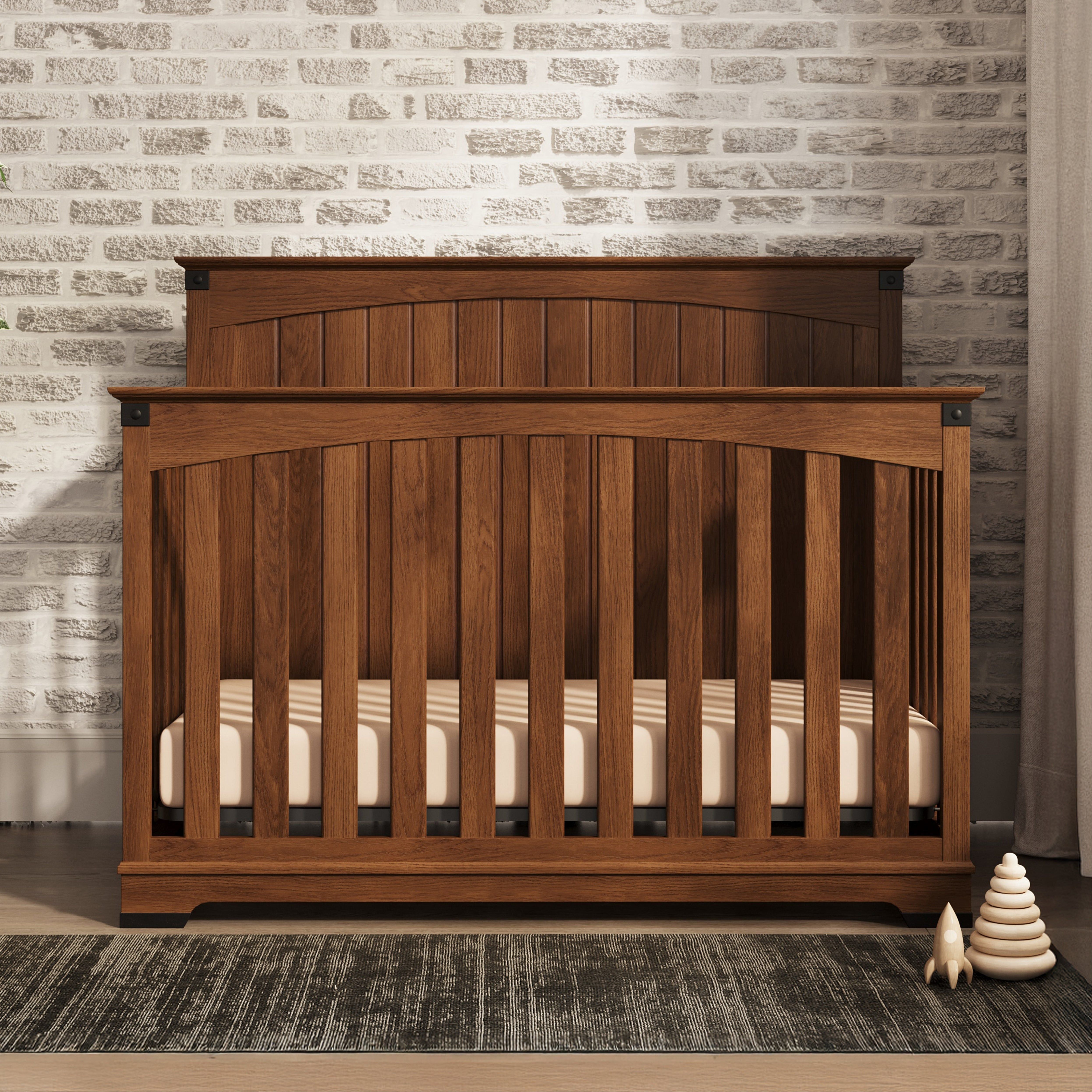 Redmond Full Panel 4-in-1 Convertible Crib, Coach Cherry