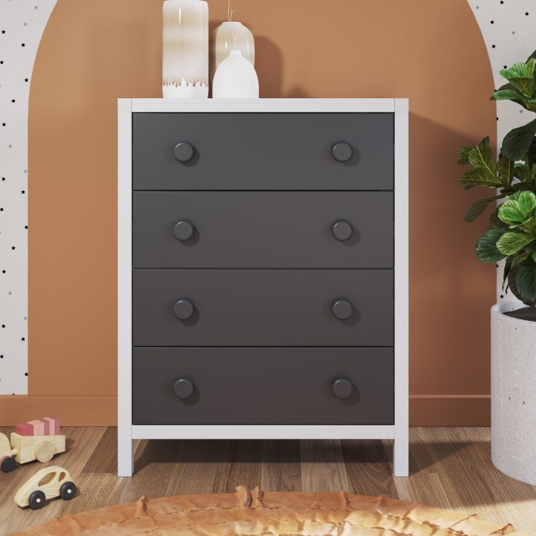 Orbit 4 Drawer Chest, Ebony/matte White