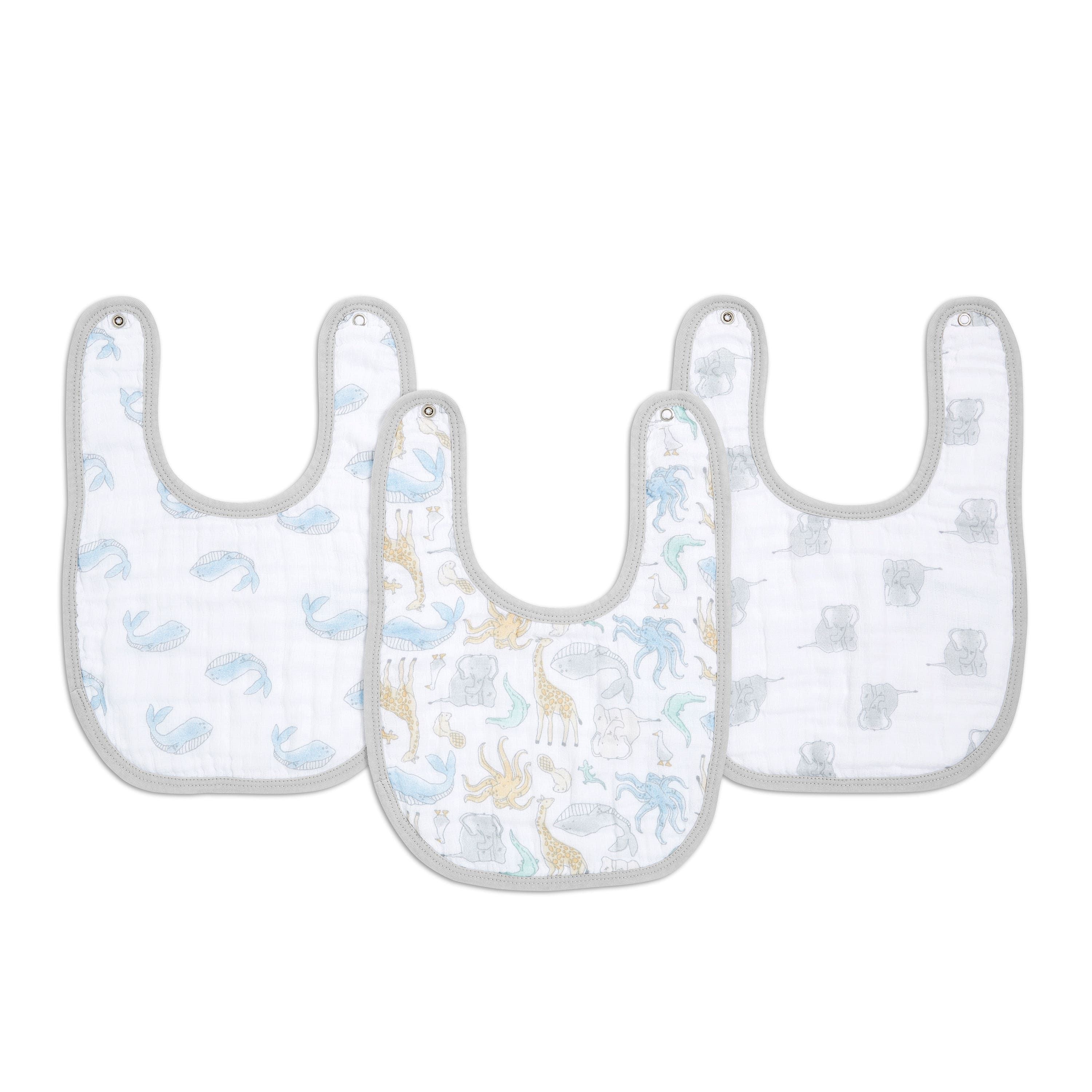 Essentials Cotton Muslin Snap Bibs 3 Pack