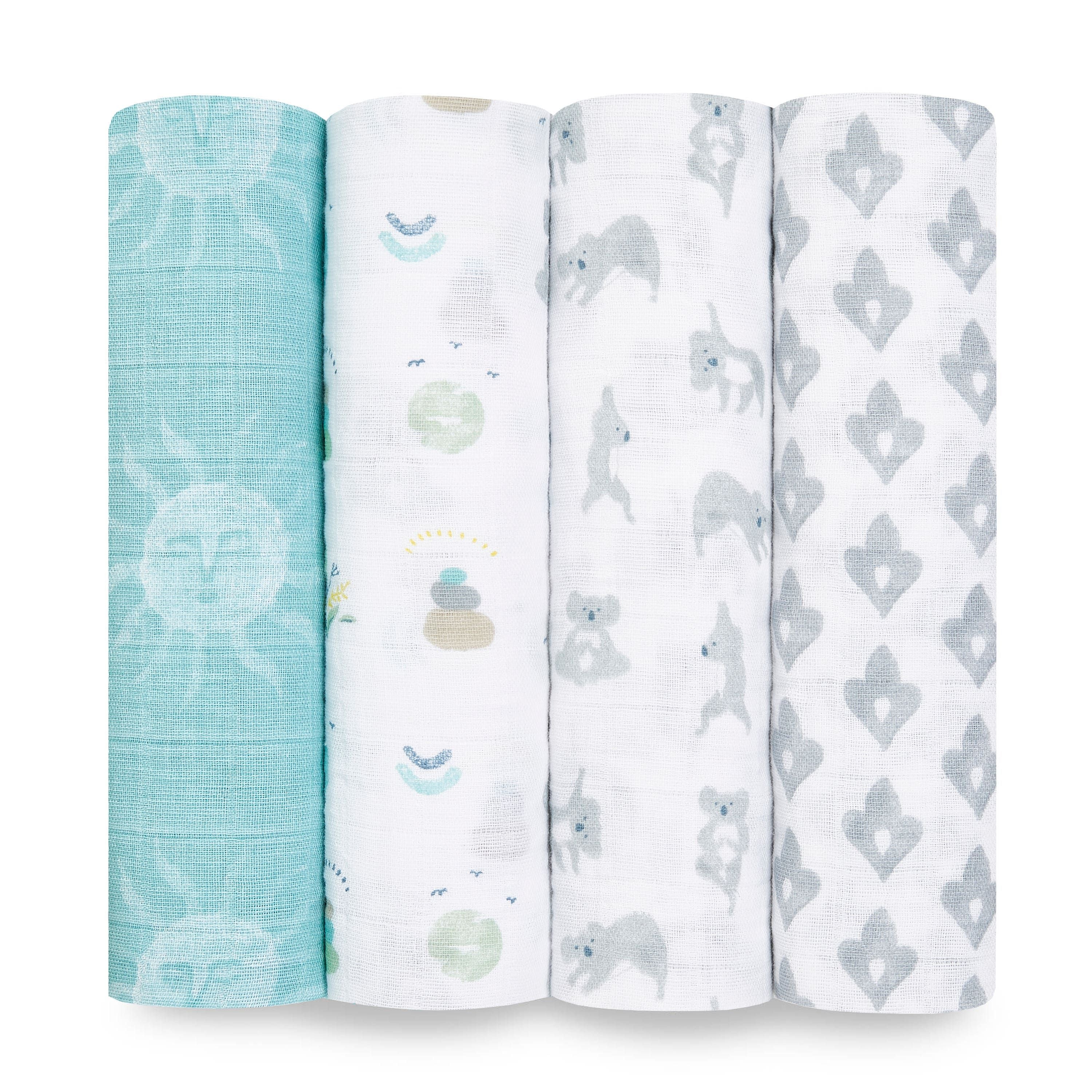 Boutique 100% Cotton Muslin Swaddle Blanket 4 Pack