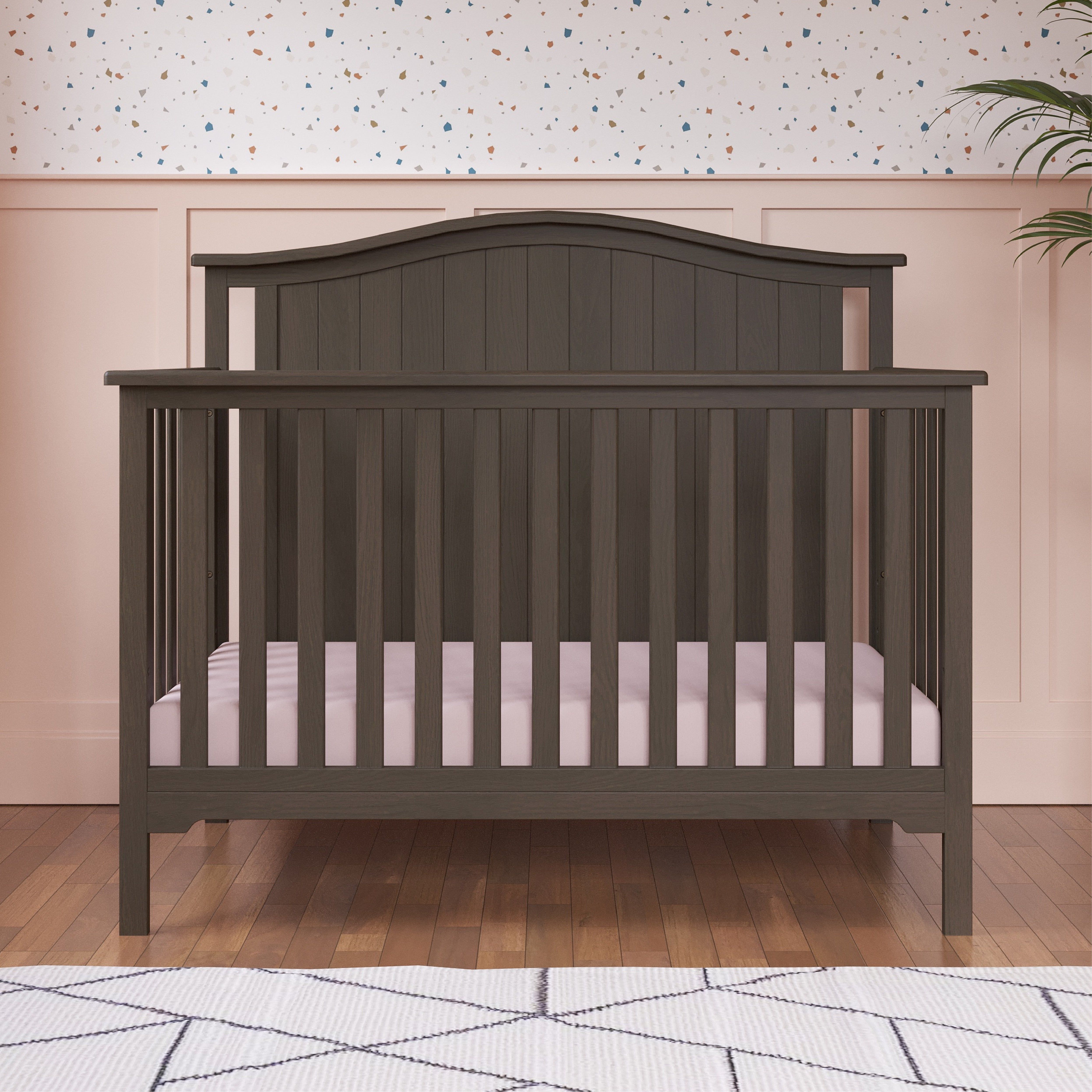 Hampton Arch Top 4-in-1 Convertible Crib, Dapper Grey