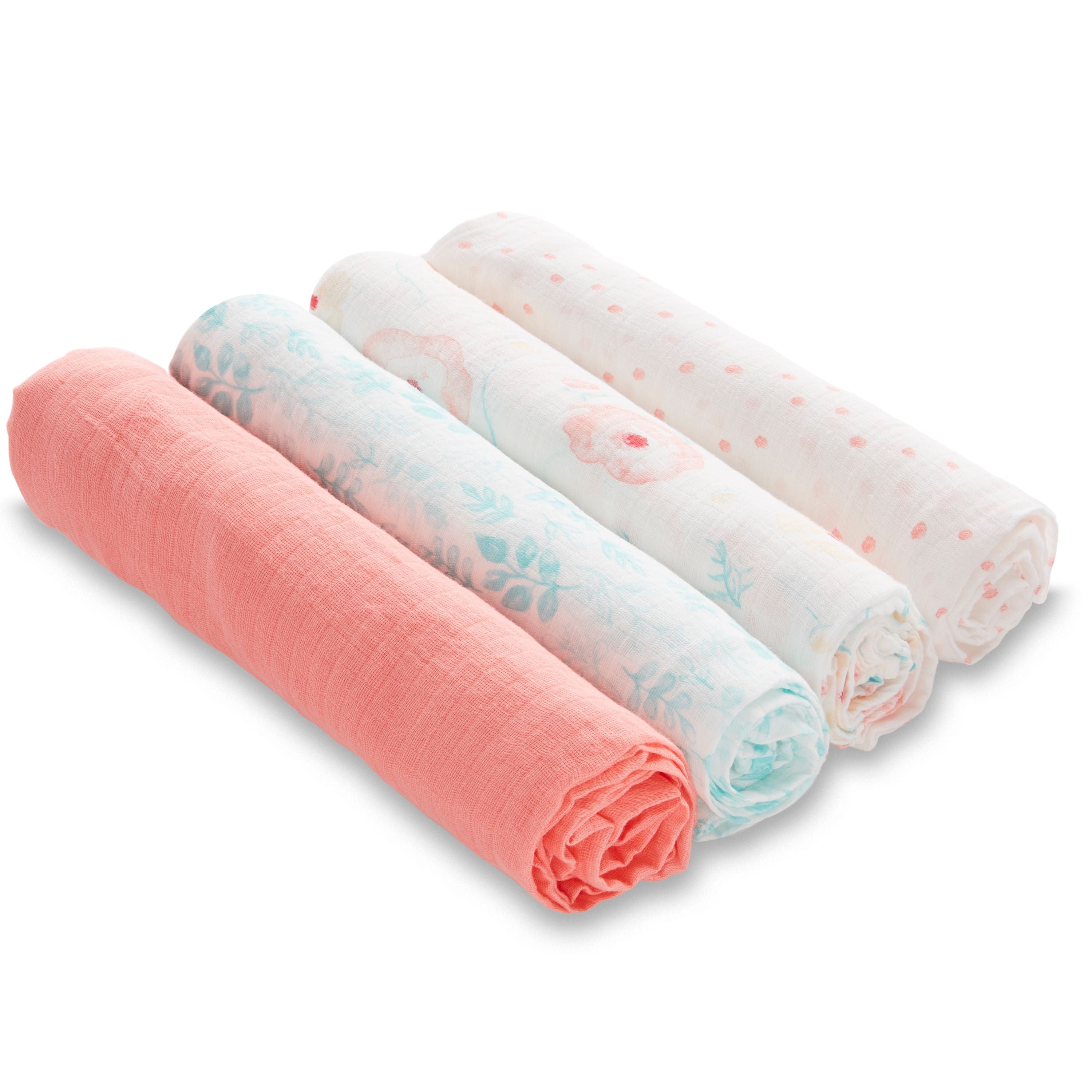 Essentials Cotton Muslin Swaddle Blanket 4 Pack