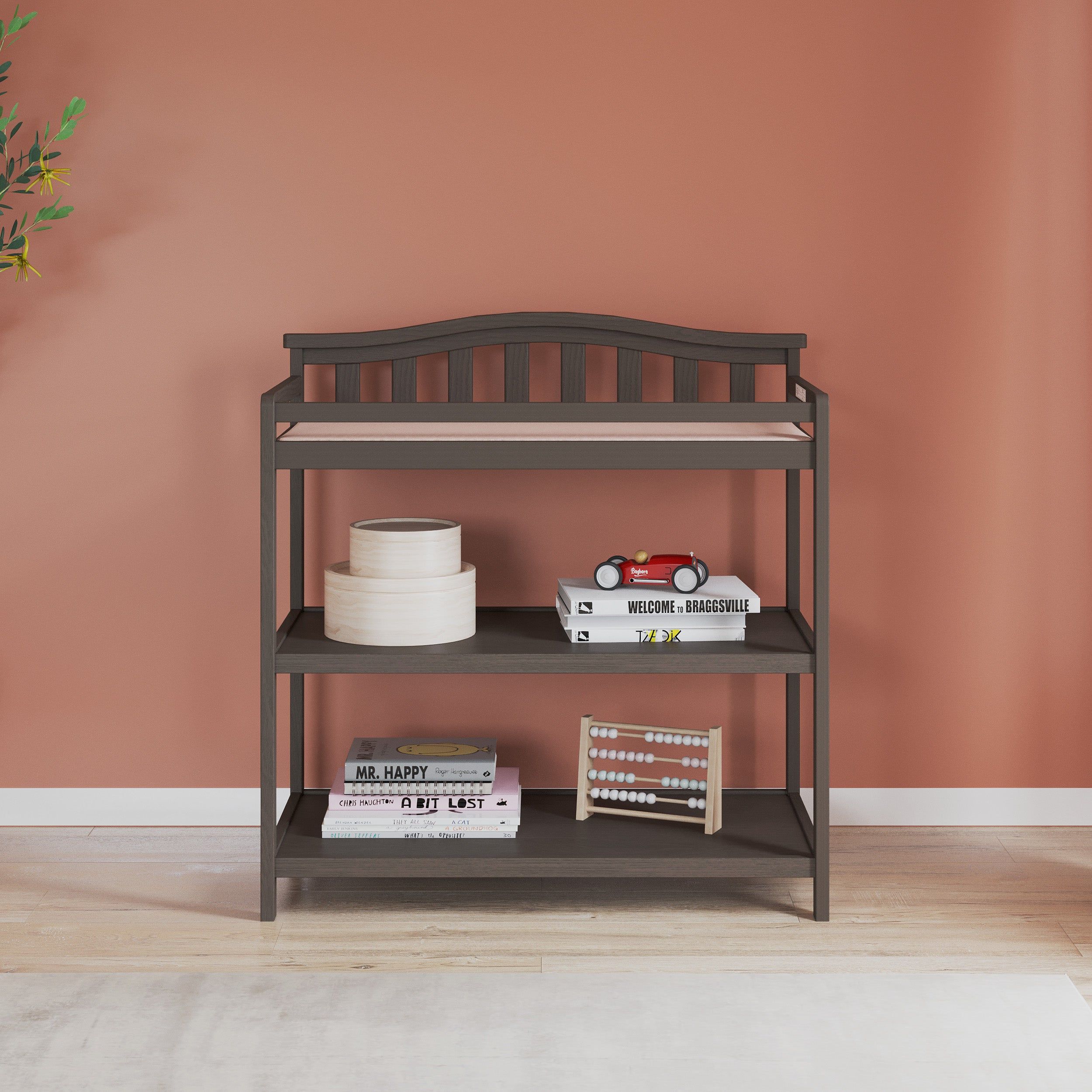 Arch Top Baby Changing Table, Dapper Gray