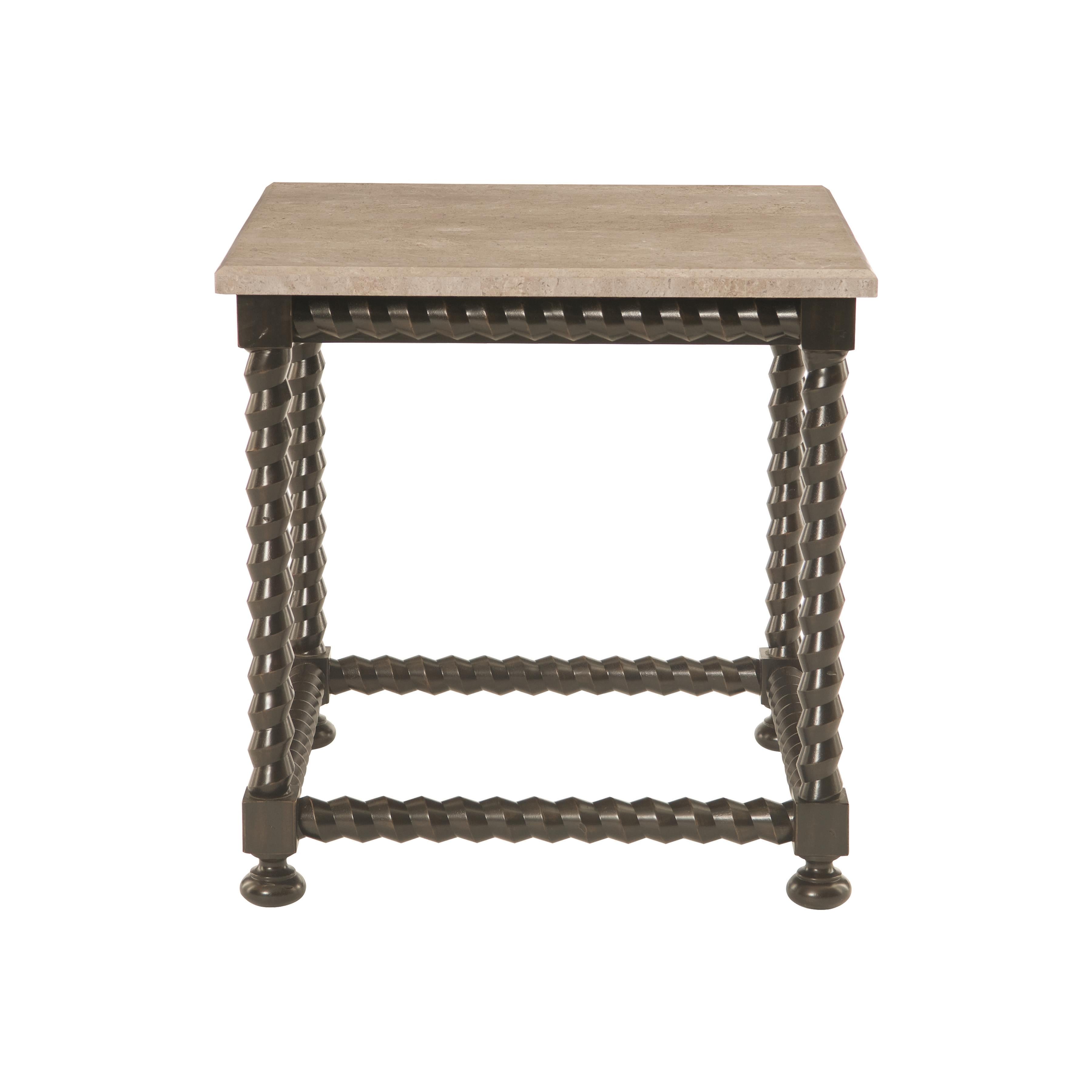 Bernhardt Cordova Side Table with Travertine Top