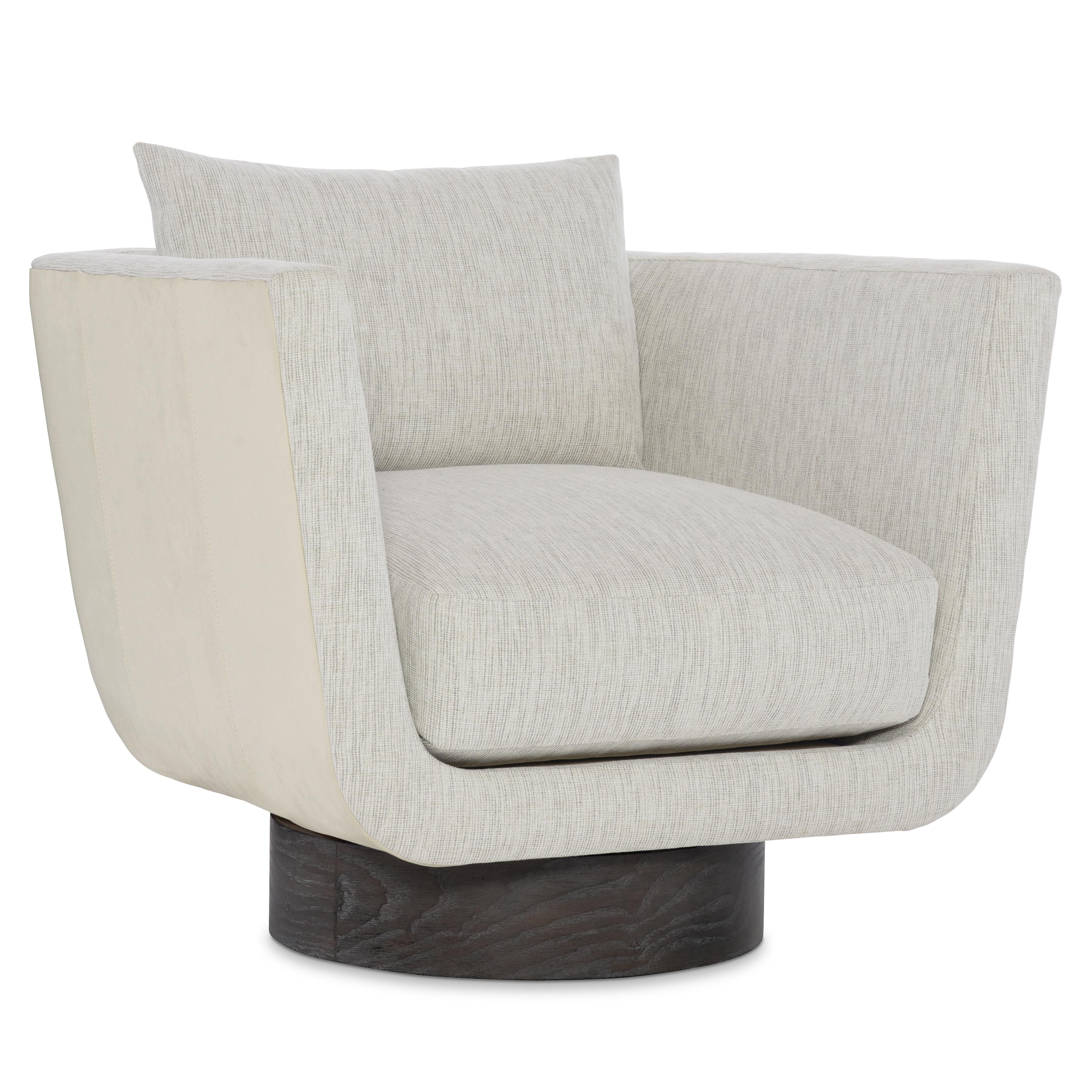 Bernhardt Furniture – Gemma Leather-Fabric Swivel Chair