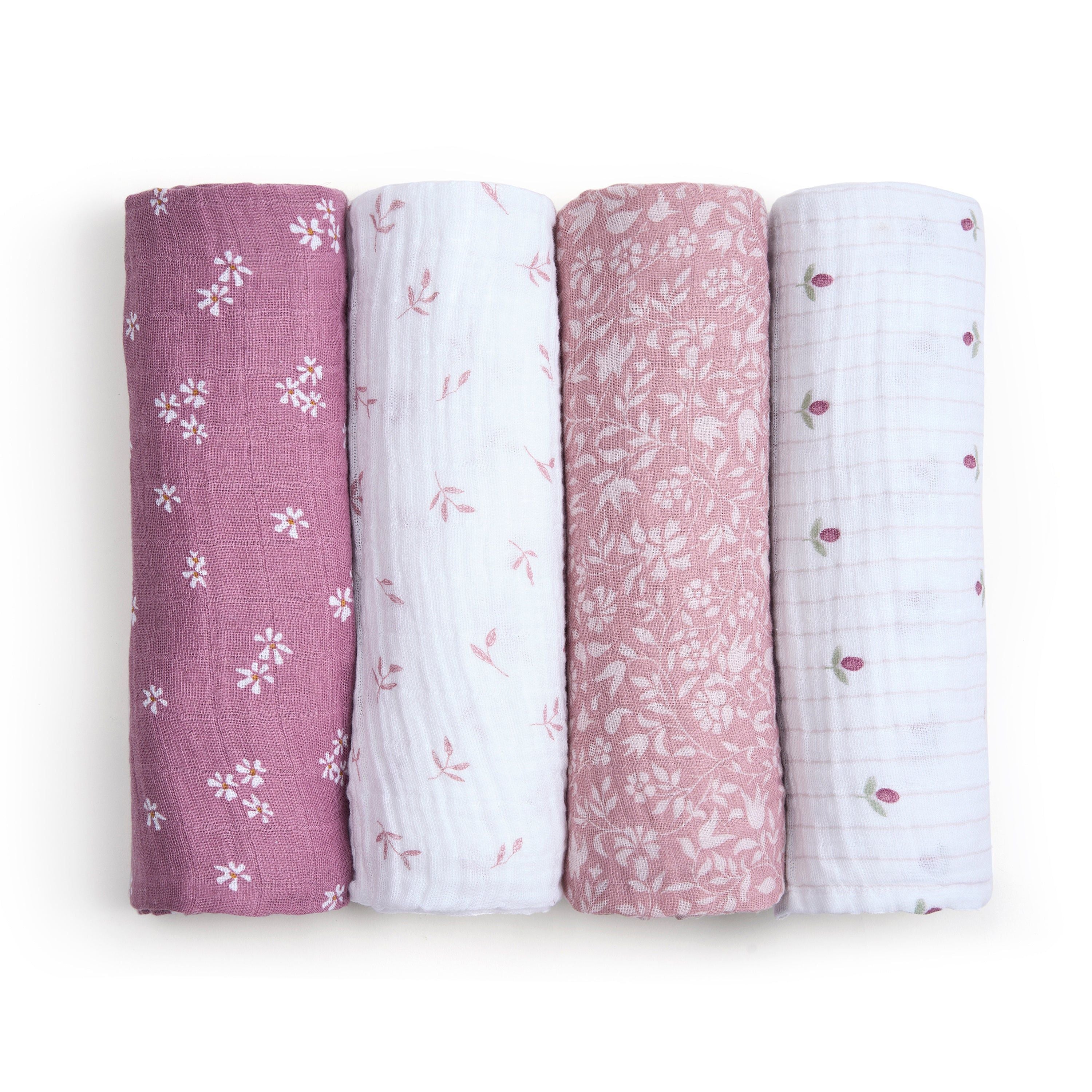 Organic Cotton Muslin Swaddle Blanket 4 Pack