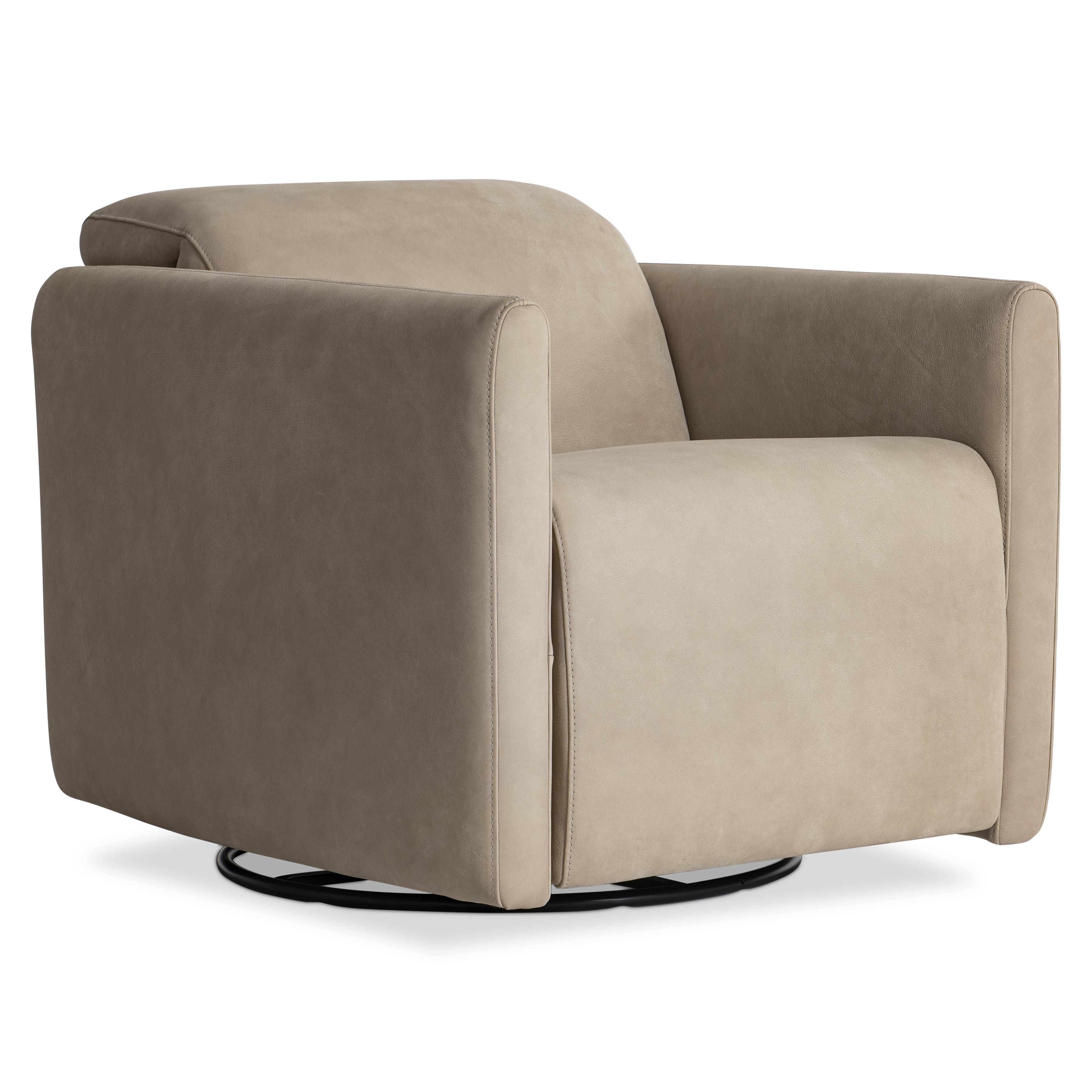 Bernhardt Furniture – Livvy Leather Power Motion Swivel Chair