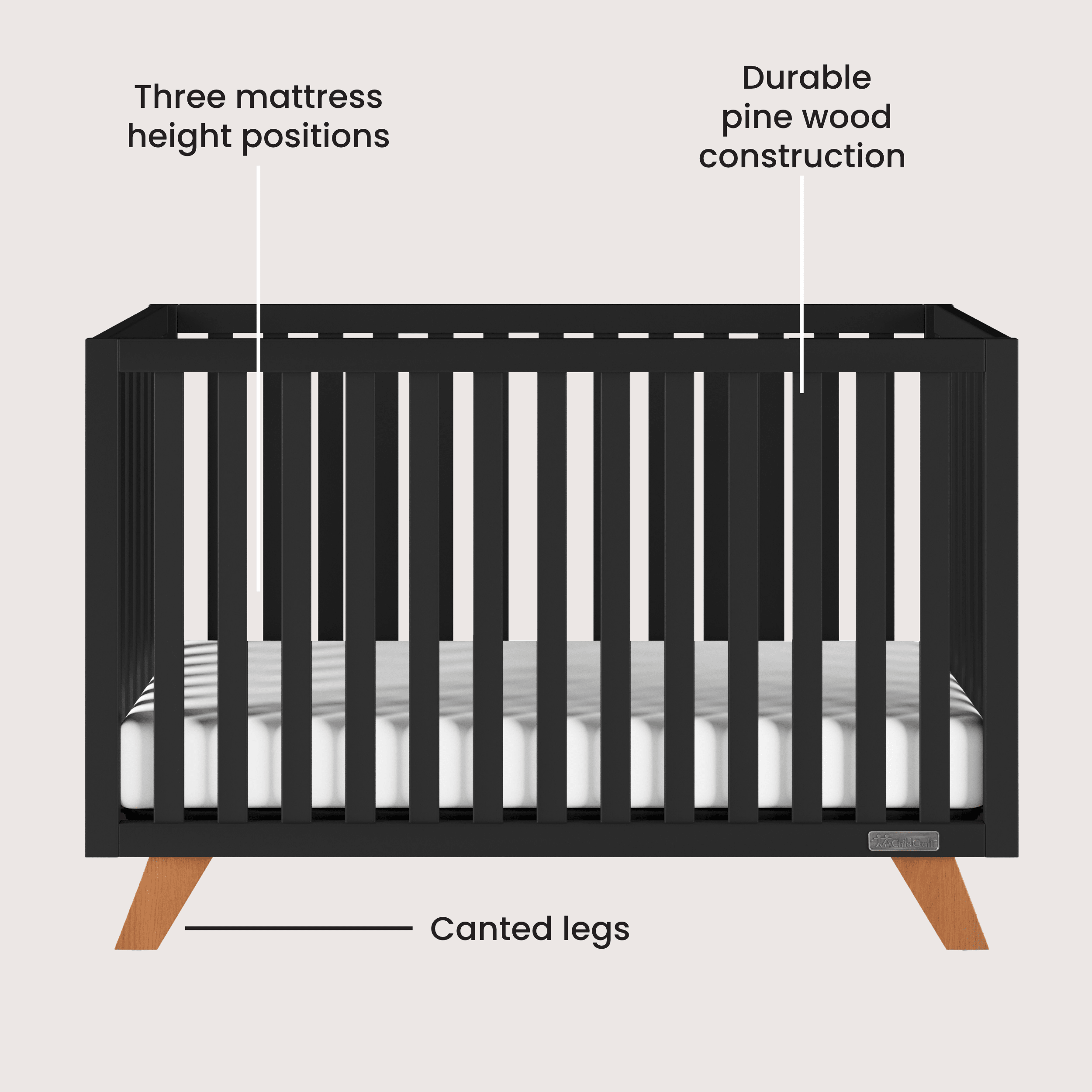 Soho 4-in-1 Convertible Crib, Ebony
