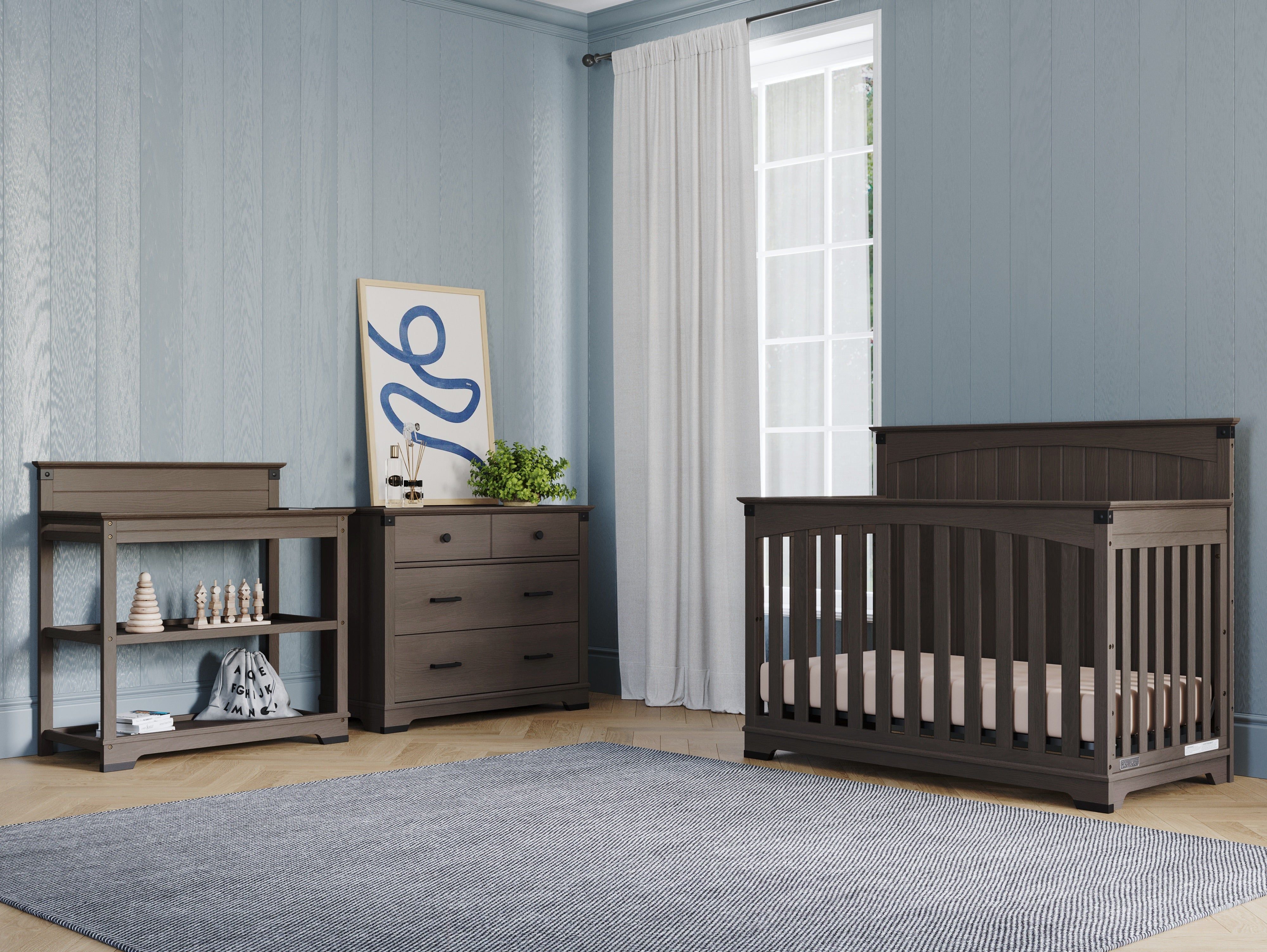 Redmond Full Panel 4-in-1 Convertible Crib, Dapper Gray