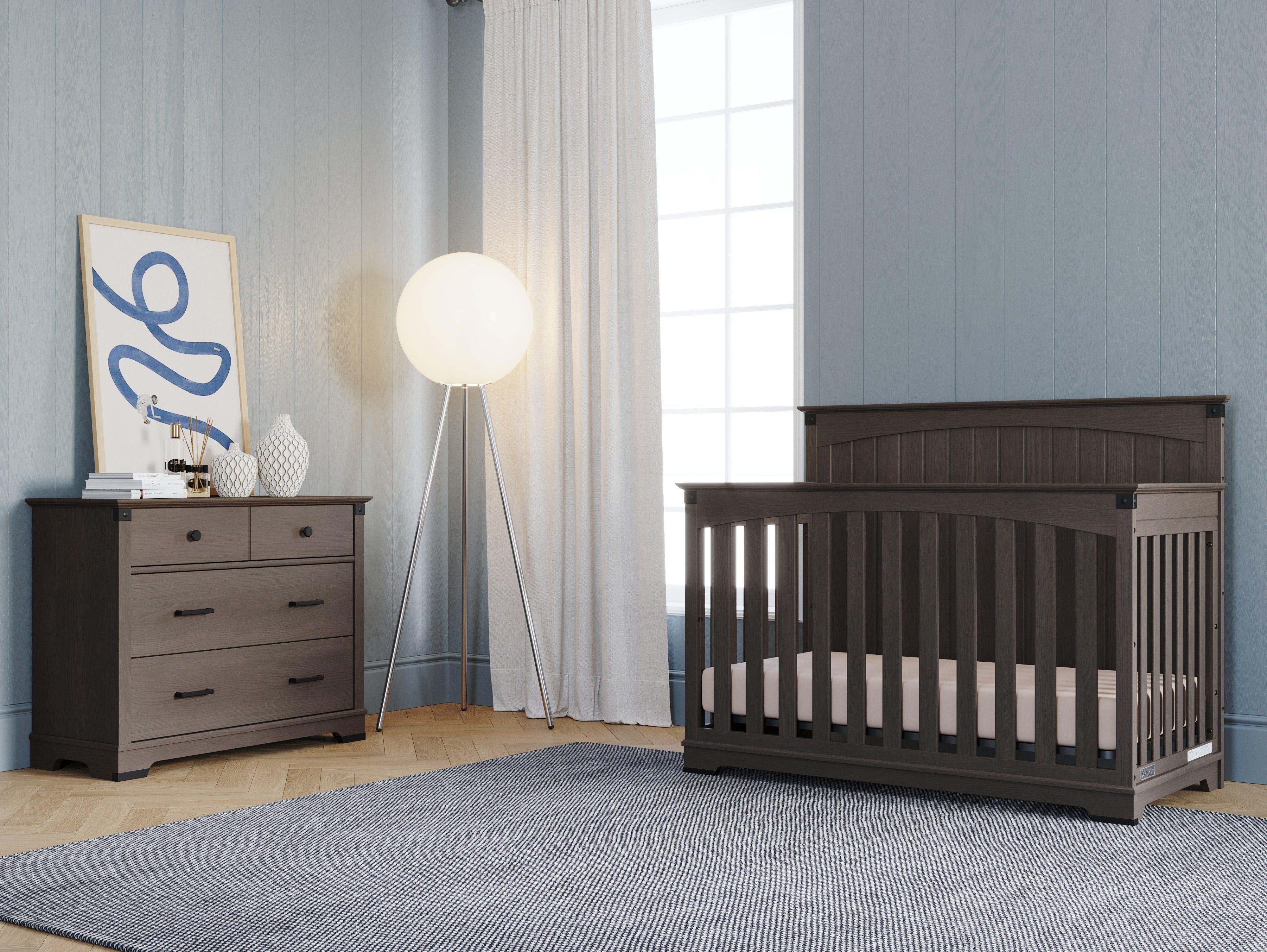 Redmond Full Panel 4-in-1 Convertible Crib, Dapper Gray