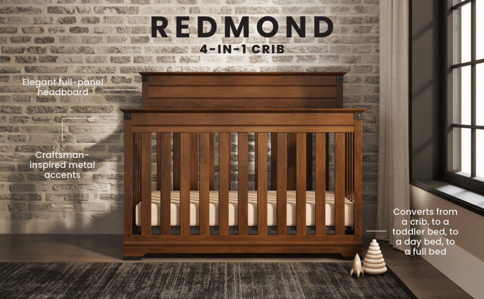 Redmond 4-in-1 Convertible Crib, Coach Cherry