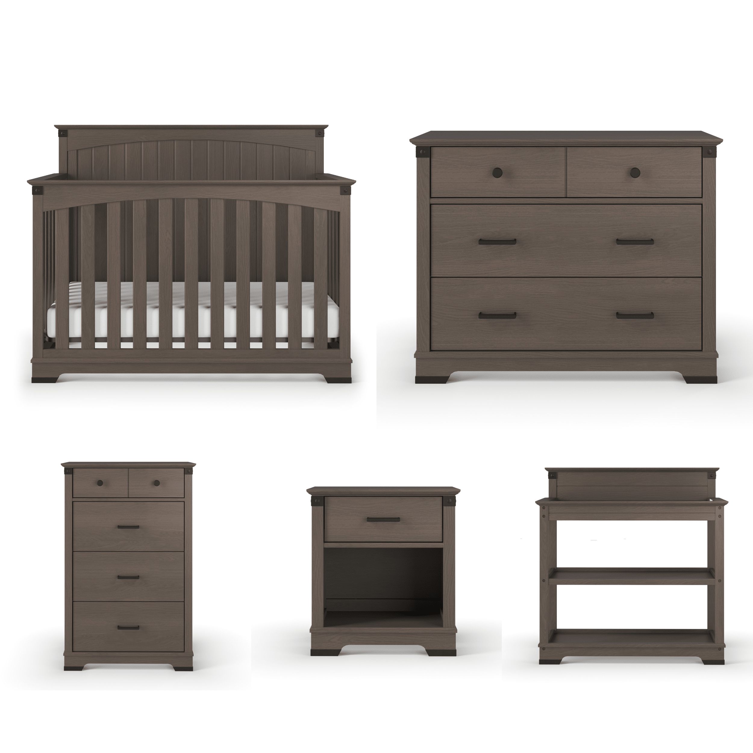 Redmond Full Panel 4-in-1 Convertible Crib, Dapper Gray