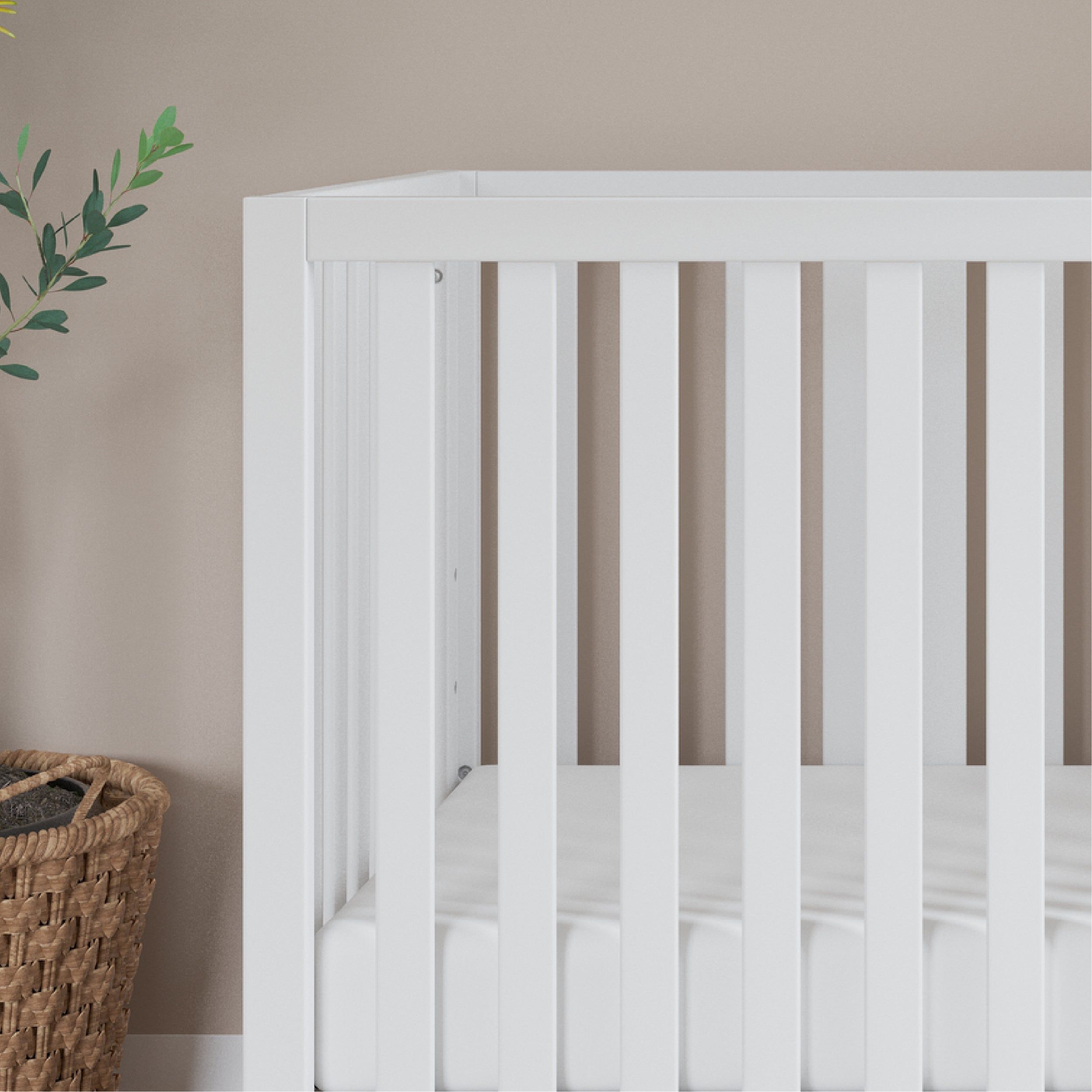 Soho 4-in-1 Convertible Crib, White/Natural