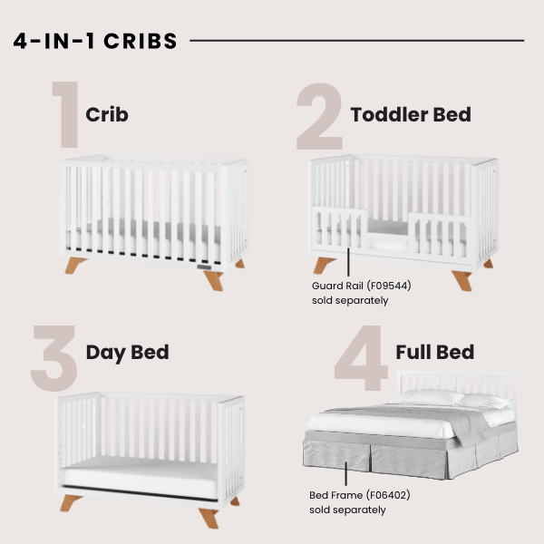 Soho 4-in-1 Convertible Crib, White/Natural