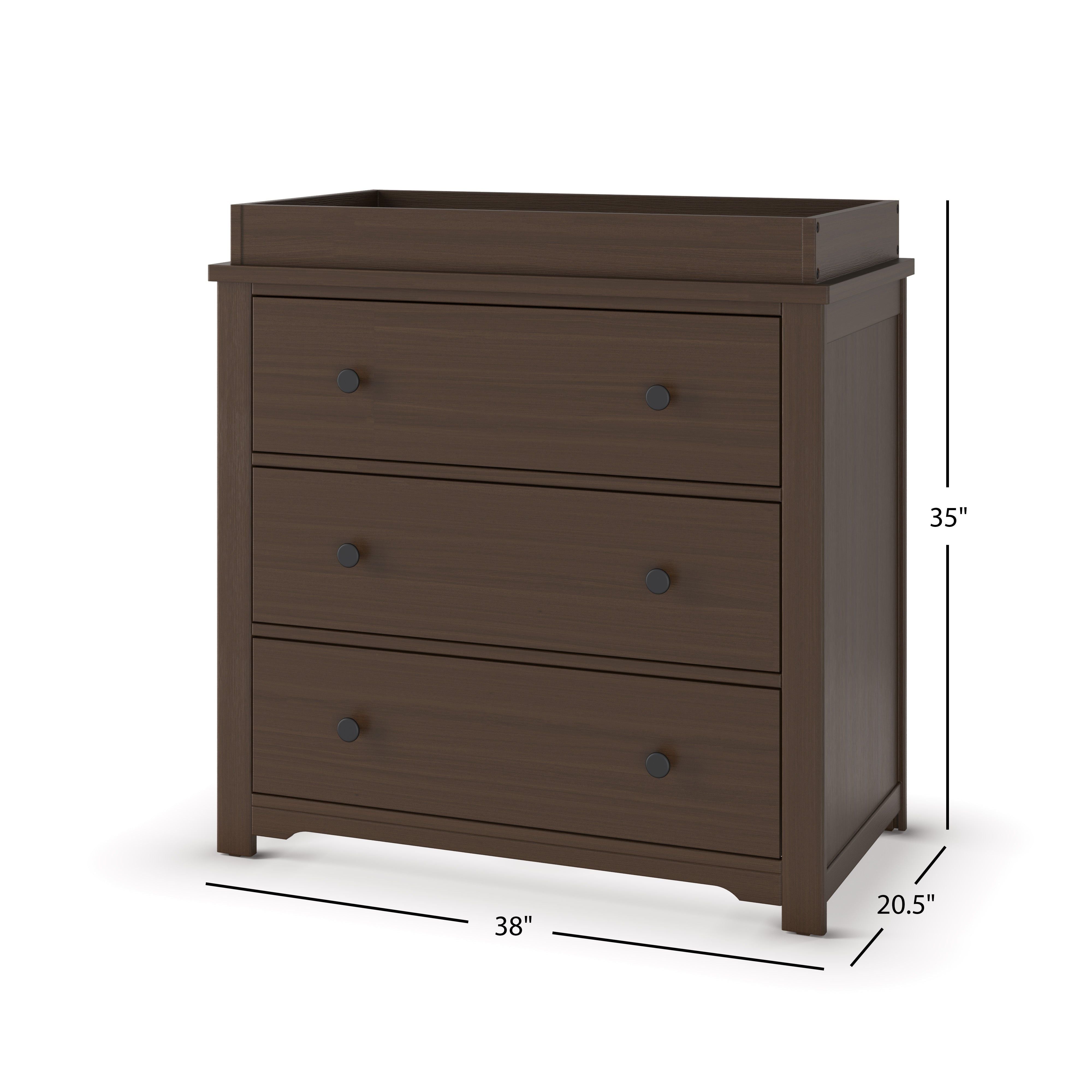 Harmony 3-Drawer Dresser With Changing Table Topper, Brushed Truffle