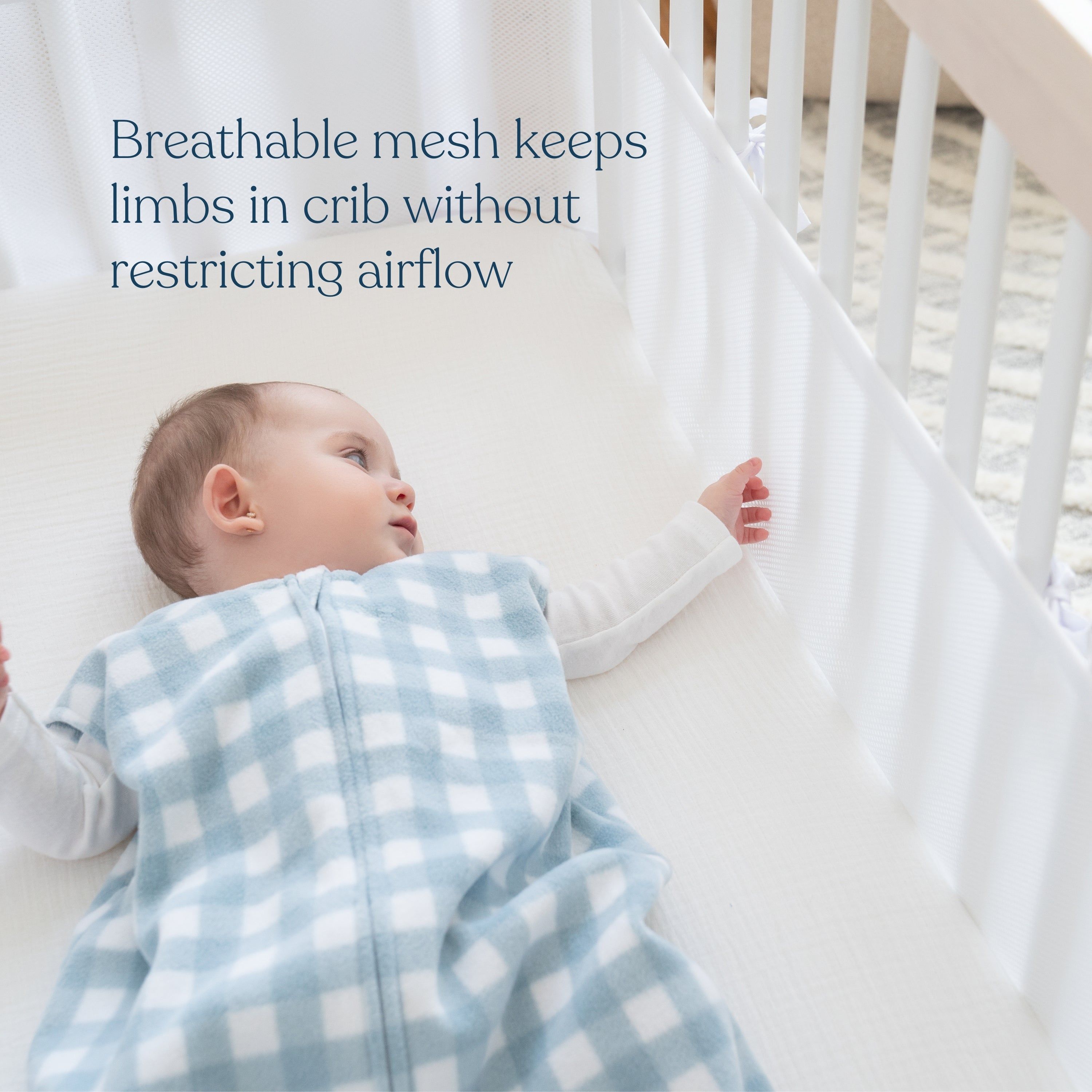 Breathable Mesh Crib Liner for Full Sized Solid End Crib