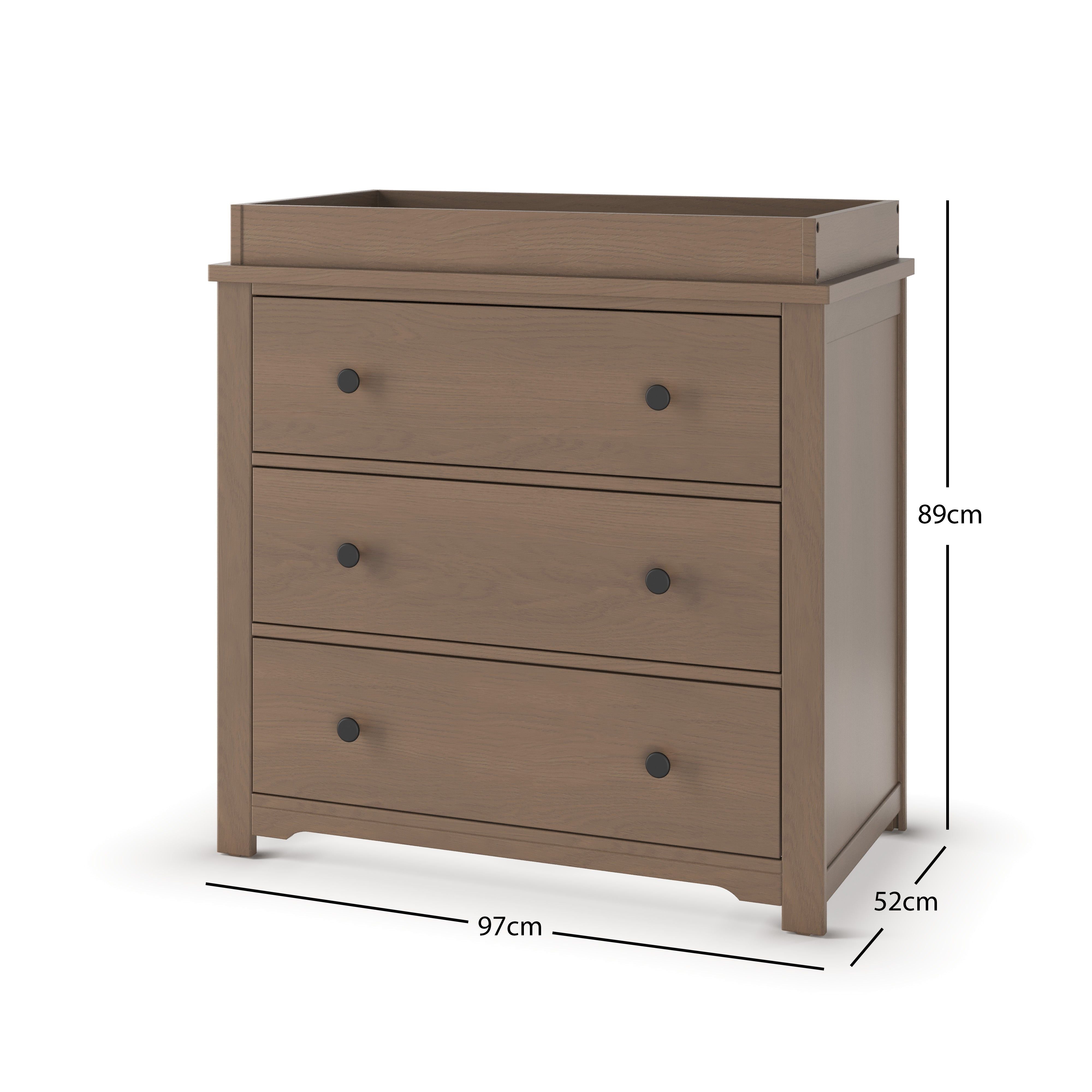Harmony 3-Drawer Kids Dresser with Changing Table Topper