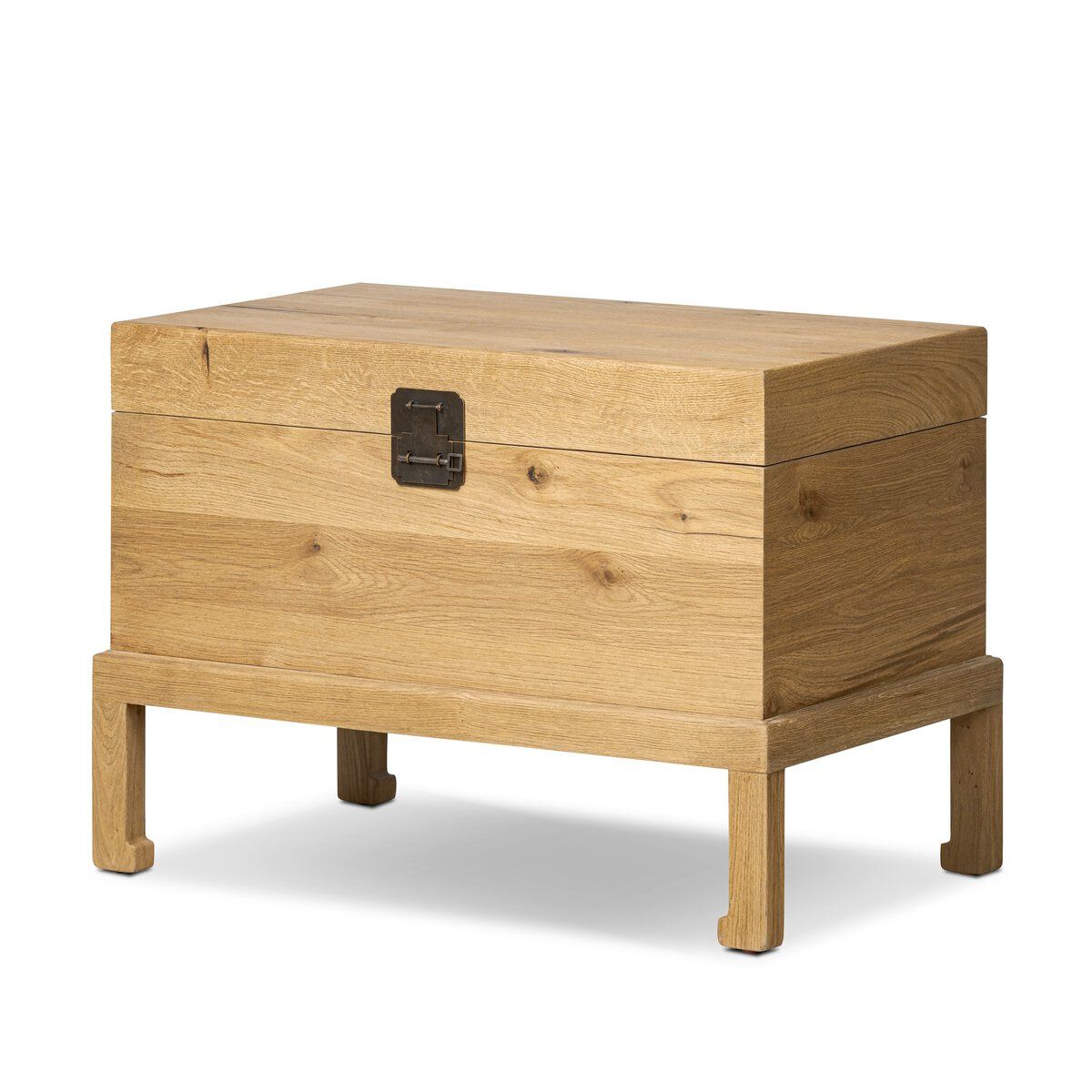 Alister Trunk Solid Oak Storage with Bronzed Hardware