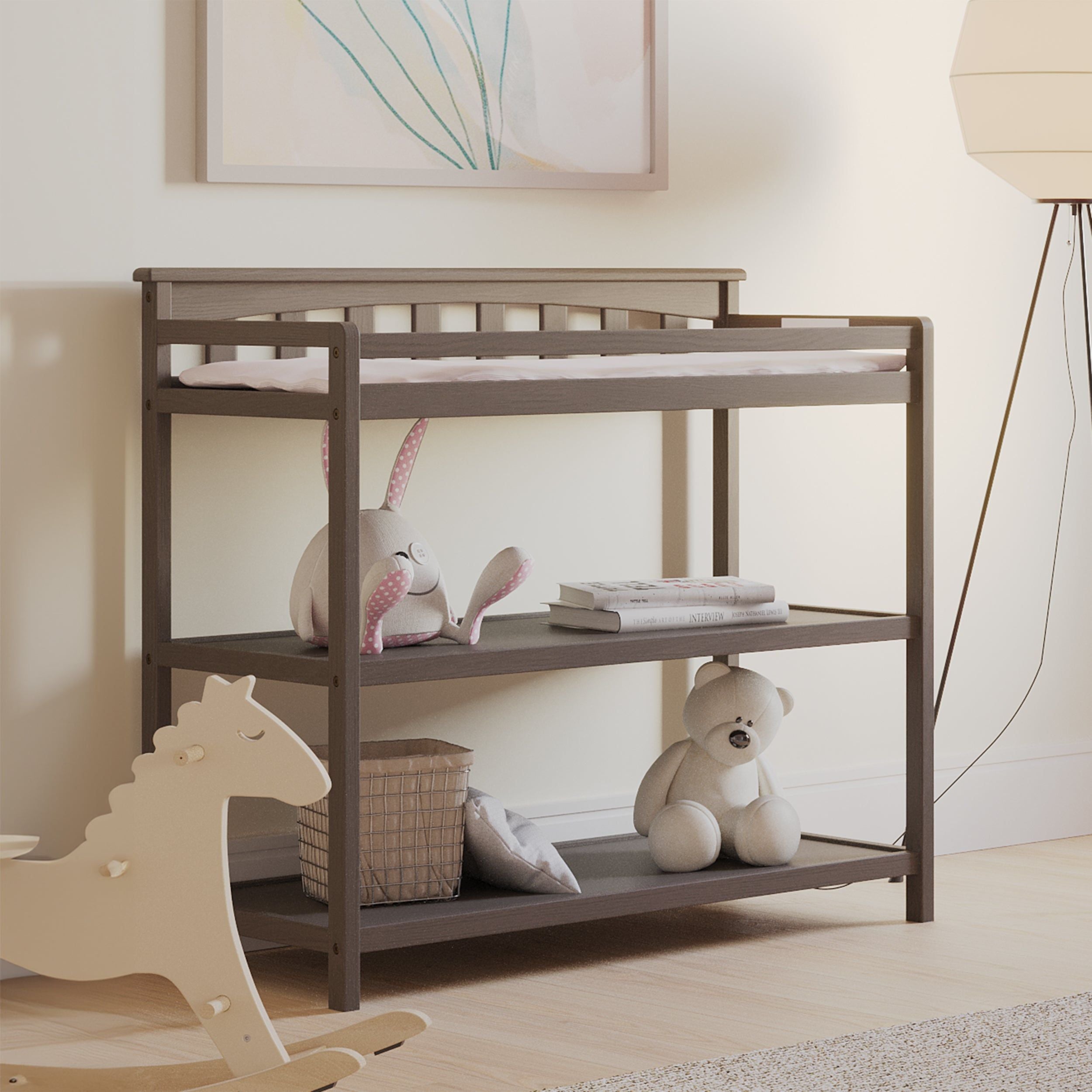 Flat Top Baby Changing Table, Dapper Gray