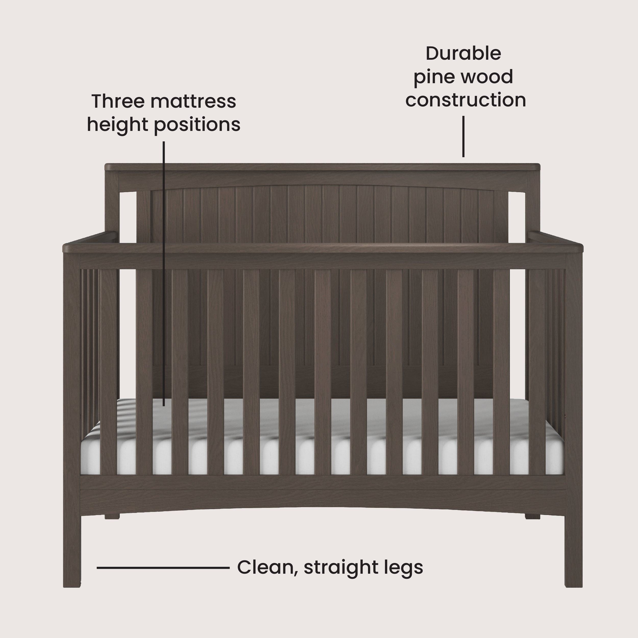 Scout 4-in-1 Convertible Crib, Dapper Gray
