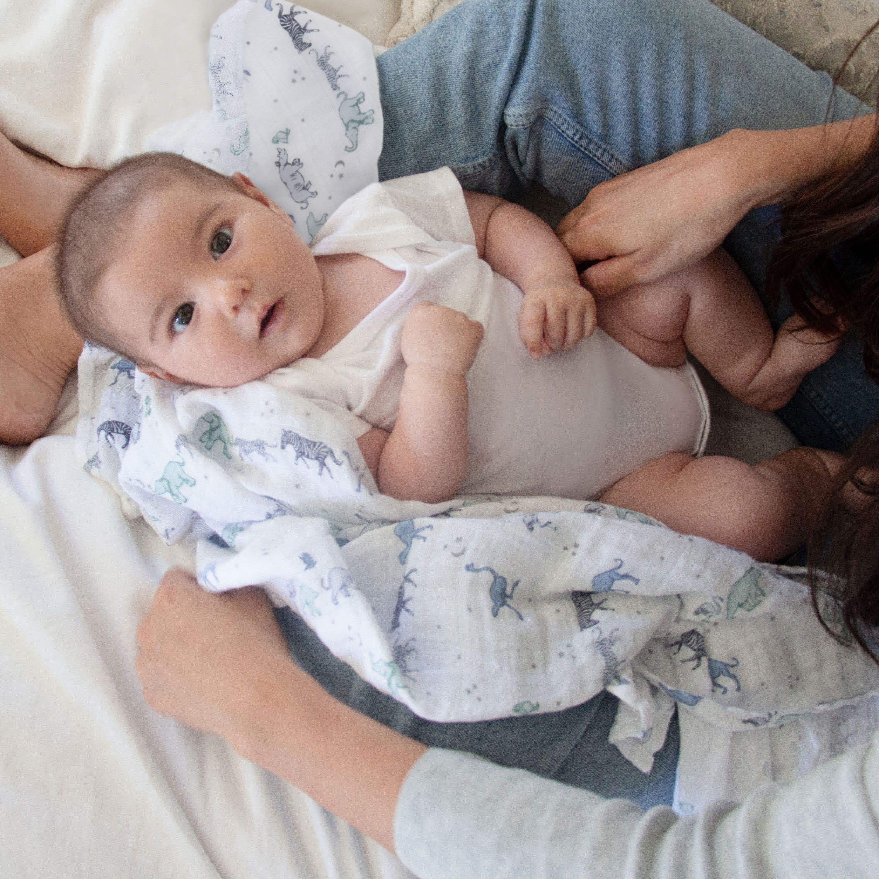 Boutique 100% Cotton Muslin Swaddle Blanket 4 Pack