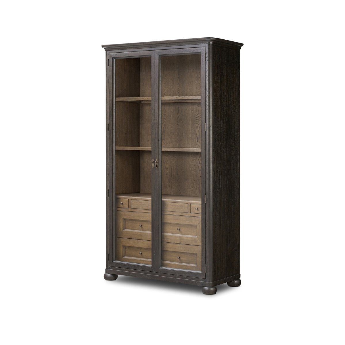 Sussex Cabinet Solid Oak Cabinet with Glass Doors and Drawers
